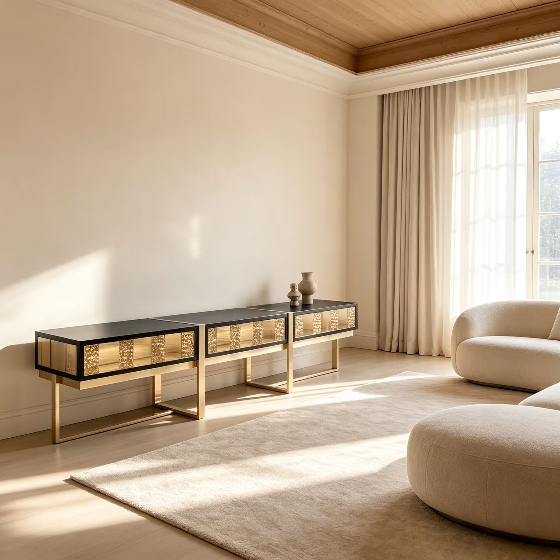 Mondrian Villa Living Room Artistic Stainless Steel Customize Tv Cabinet