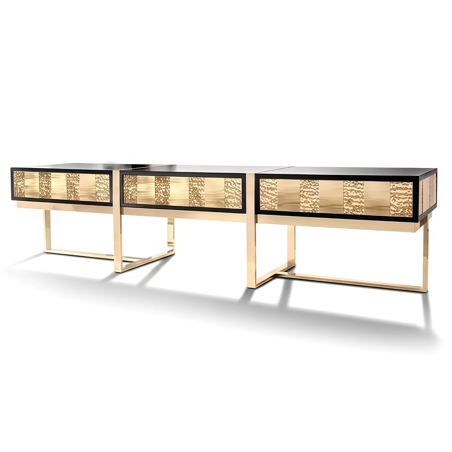 Mondrian Villa Living Room Artistic Stainless Steel Customize Tv Cabinet
