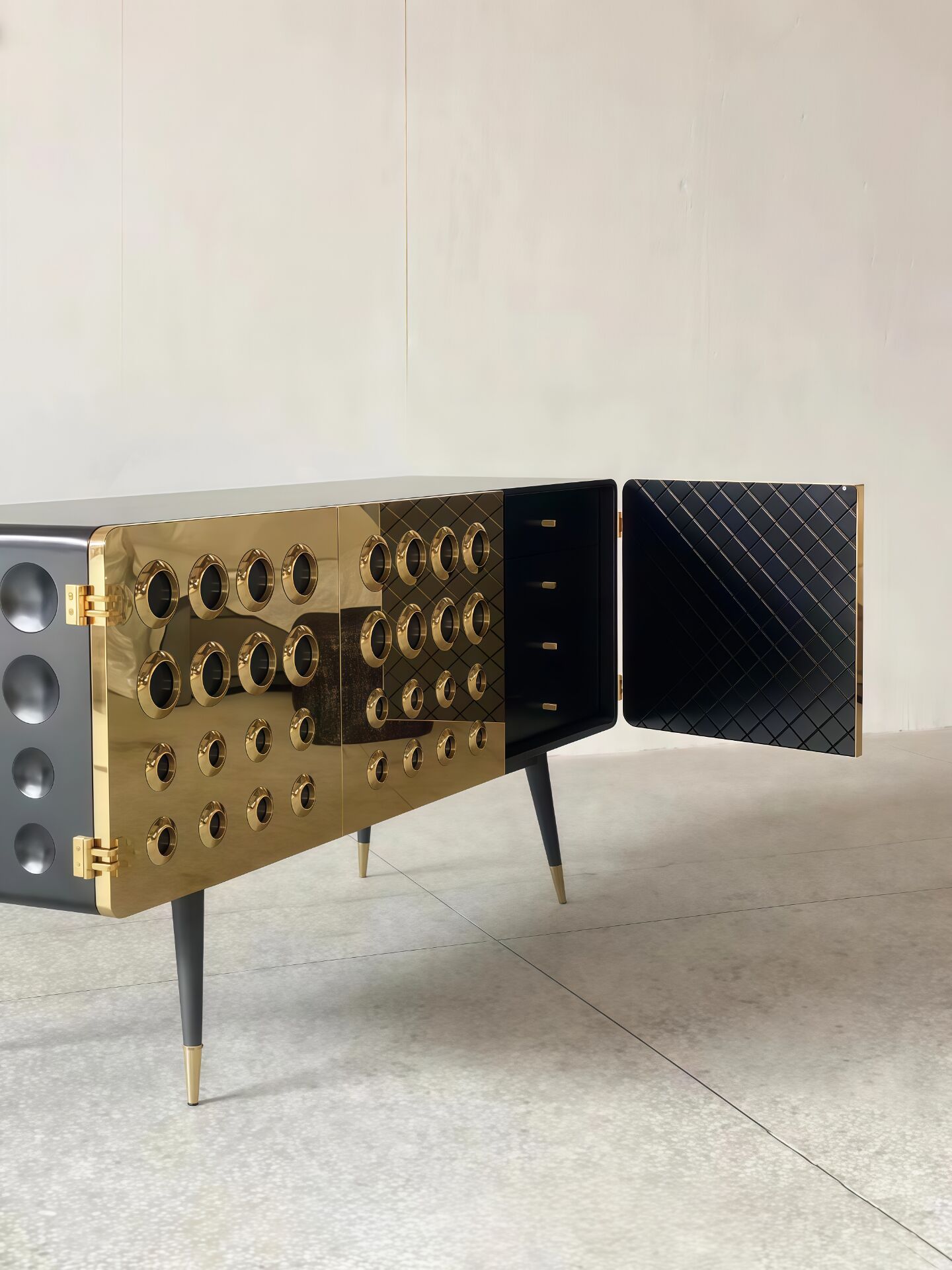 Monocles Luxury Unique Stainless Steel Honeycomb Sideboard