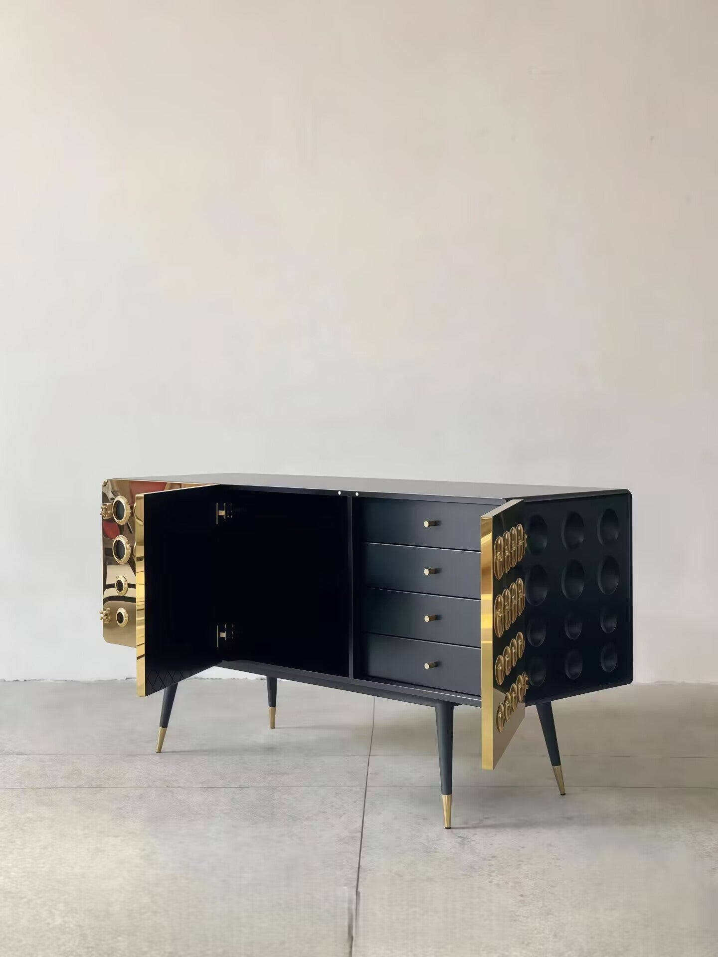 Monocles Luxury Unique Stainless Steel Honeycomb Sideboard