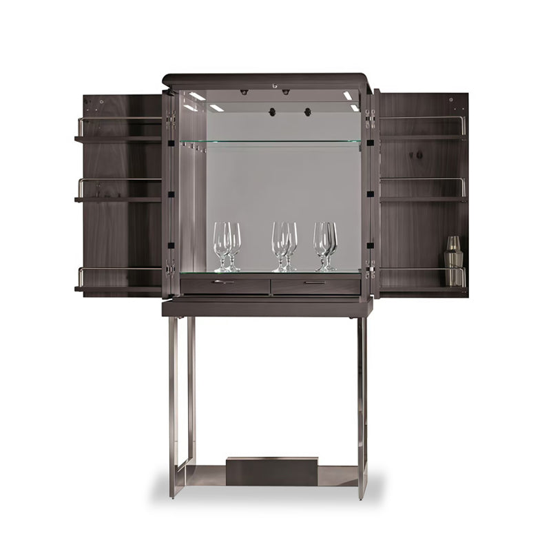 Mon High-End Stainless Steel Simple Solid Wood Wine Cabinet