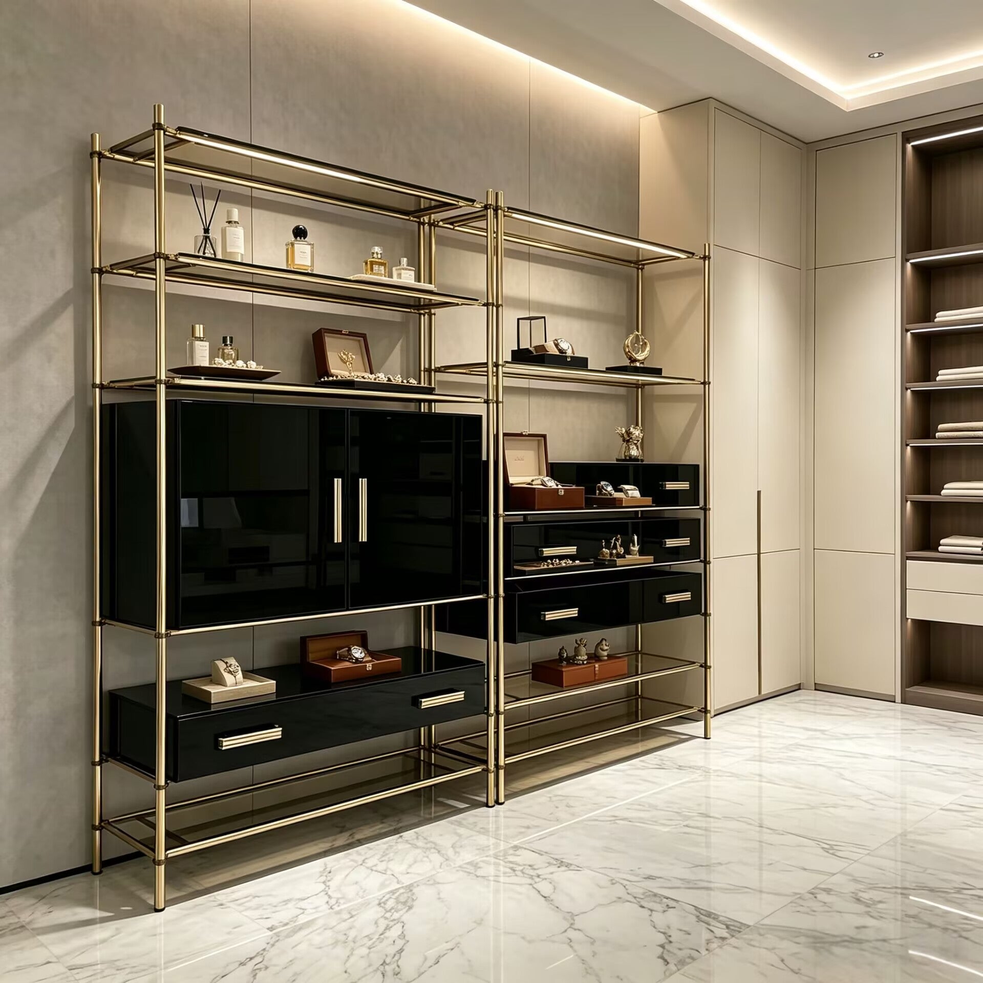 Mulligan High-End Stainless Steel Minimalist Solid Wood Bookshelf