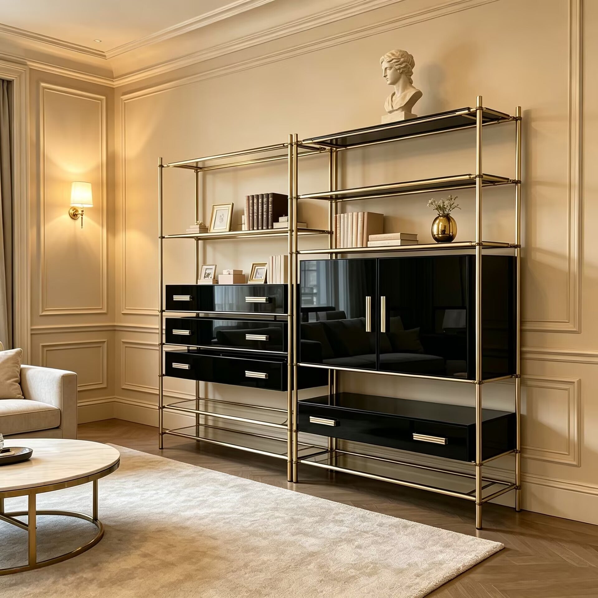 Mulligan High-End Stainless Steel Minimalist Solid Wood Bookshelf