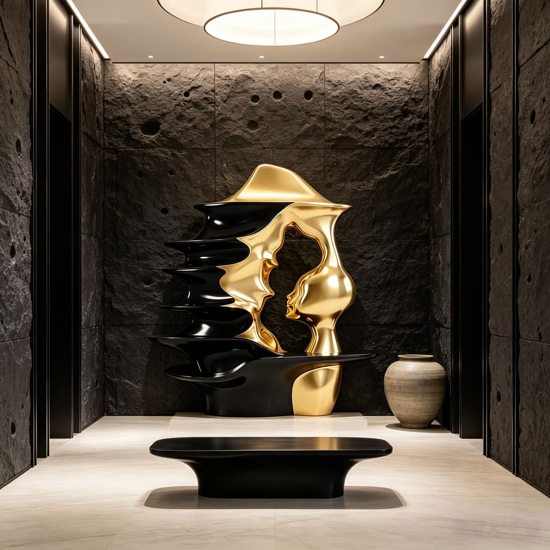 Musa Villa Unique Creativity Metal Sculptural Solid Wood Bookshelf