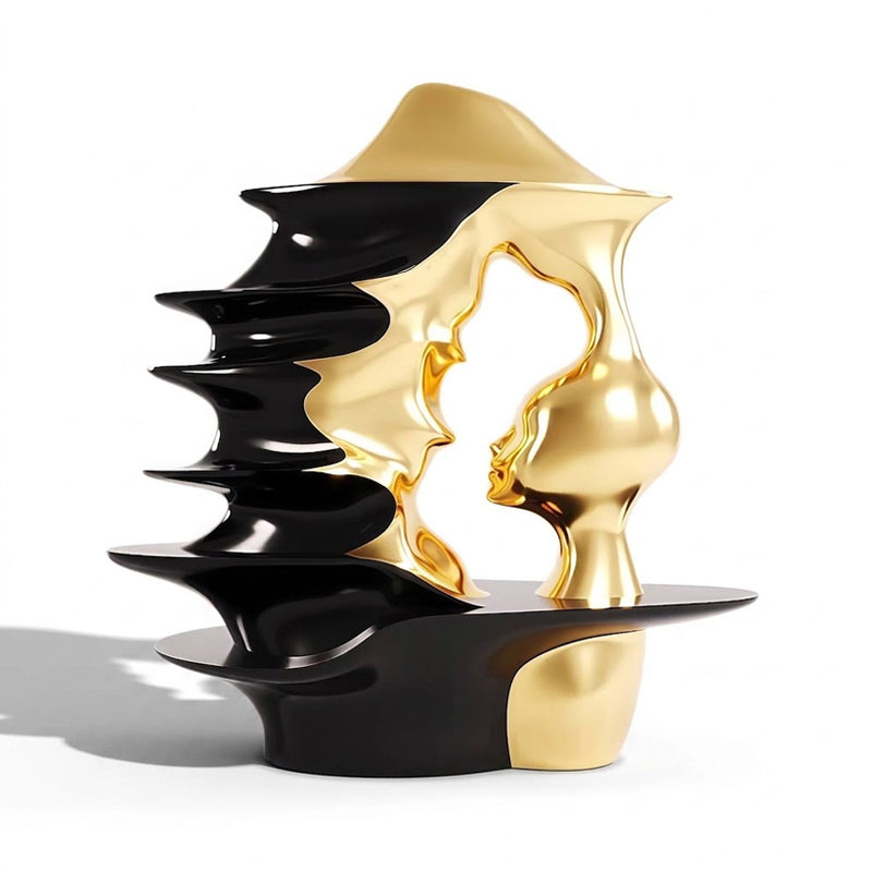 Musa Villa Unique Creativity Metal Sculptural Solid Wood Bookshelf