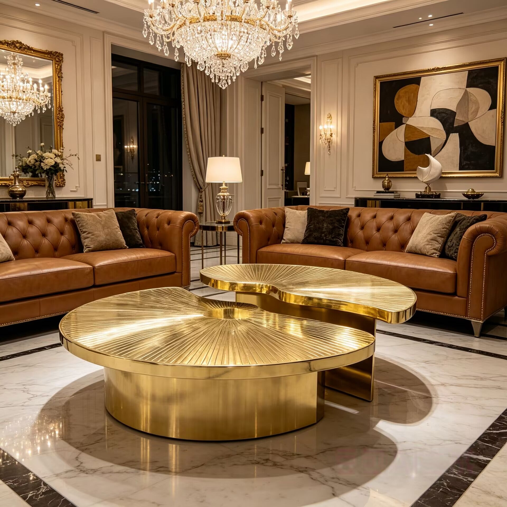 Myth Luxurious Living Room Combination Stainless Steel Coffee Table