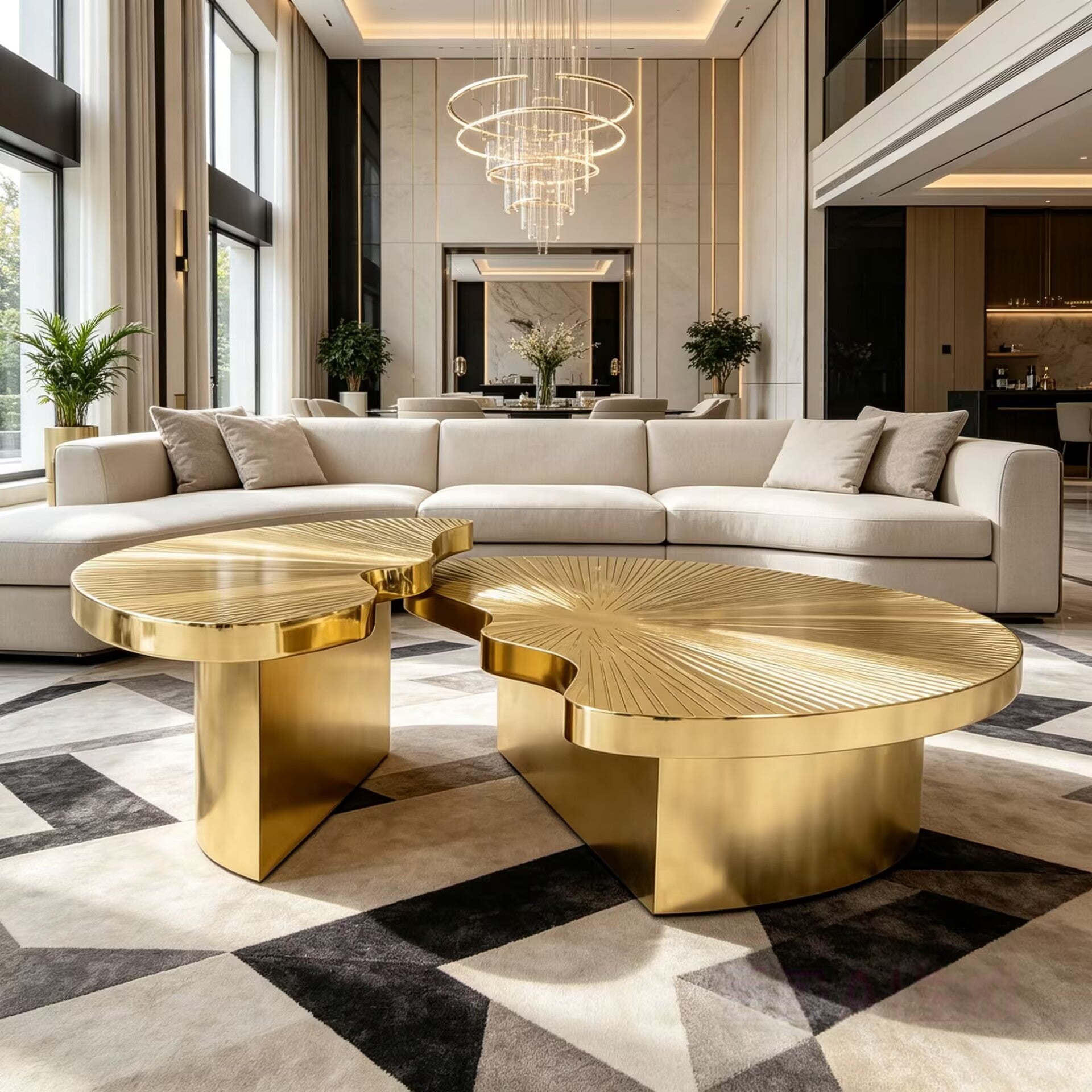 Myth Luxurious Living Room Combination Stainless Steel Coffee Table