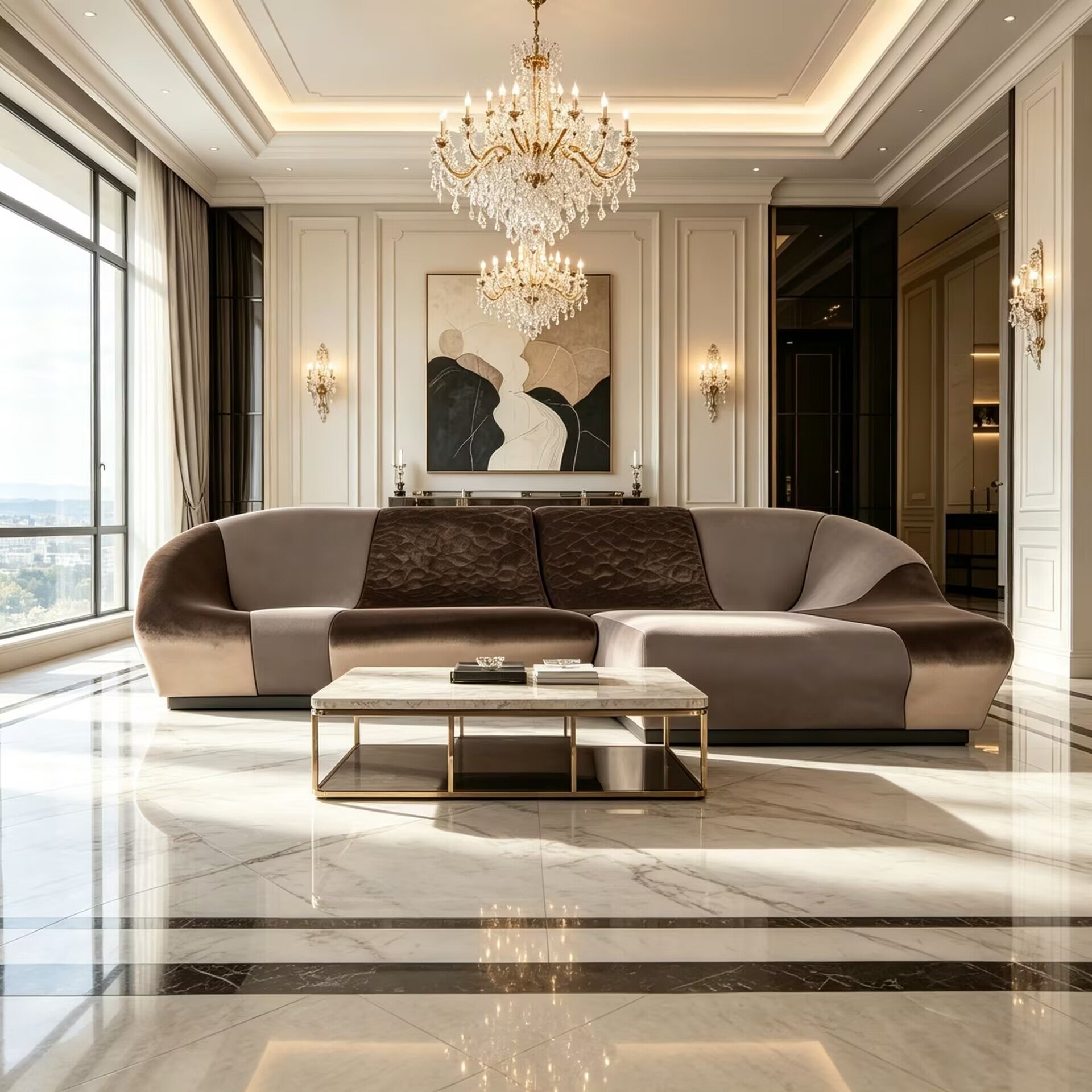 nassau Italian luxury Art Designer customize Genuine Leather sofa