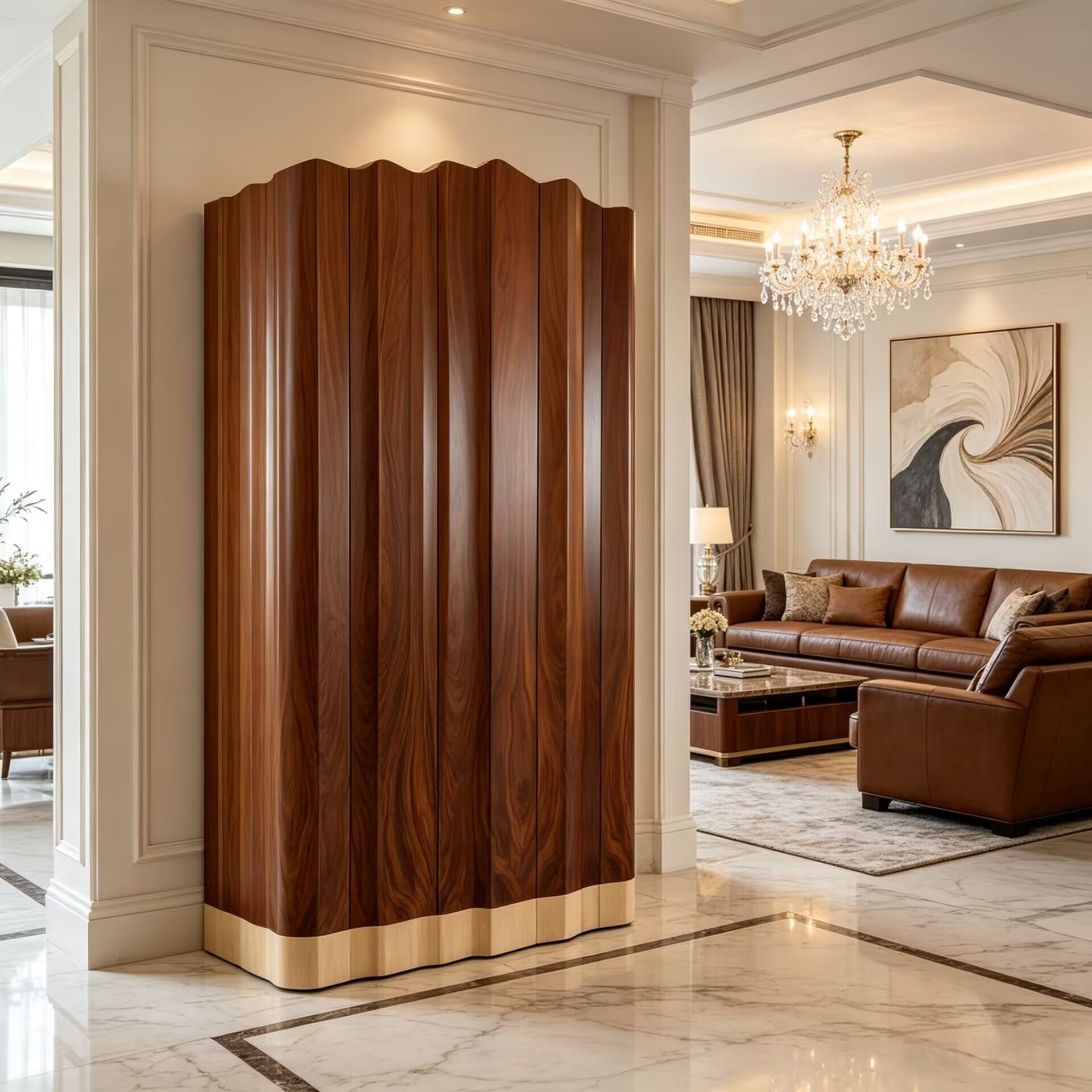 Navajo Canyon Designer Irregular Minimalist Solid Wood Wine Cabinet