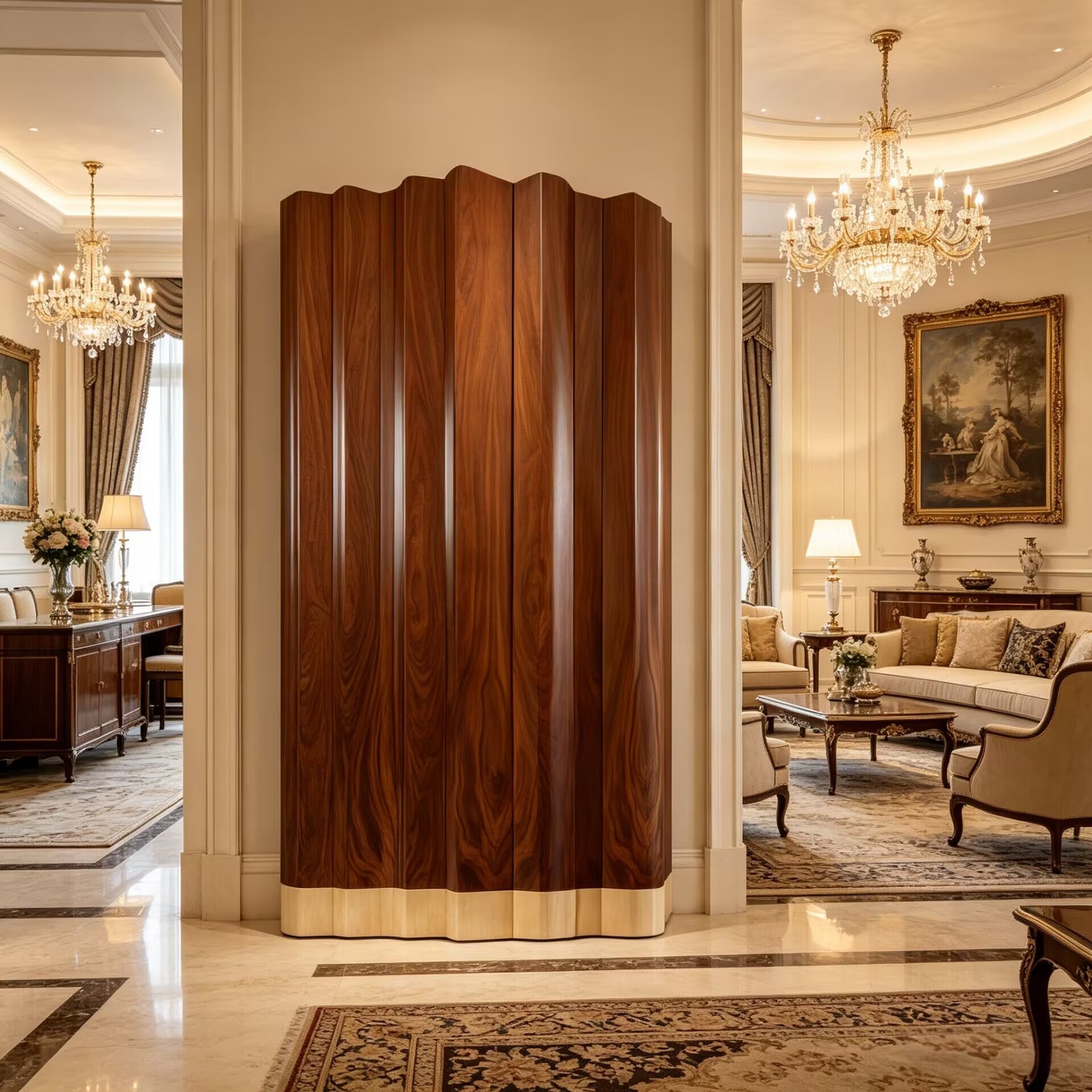 Navajo Canyon Designer Irregular Minimalist Solid Wood Wine Cabinet