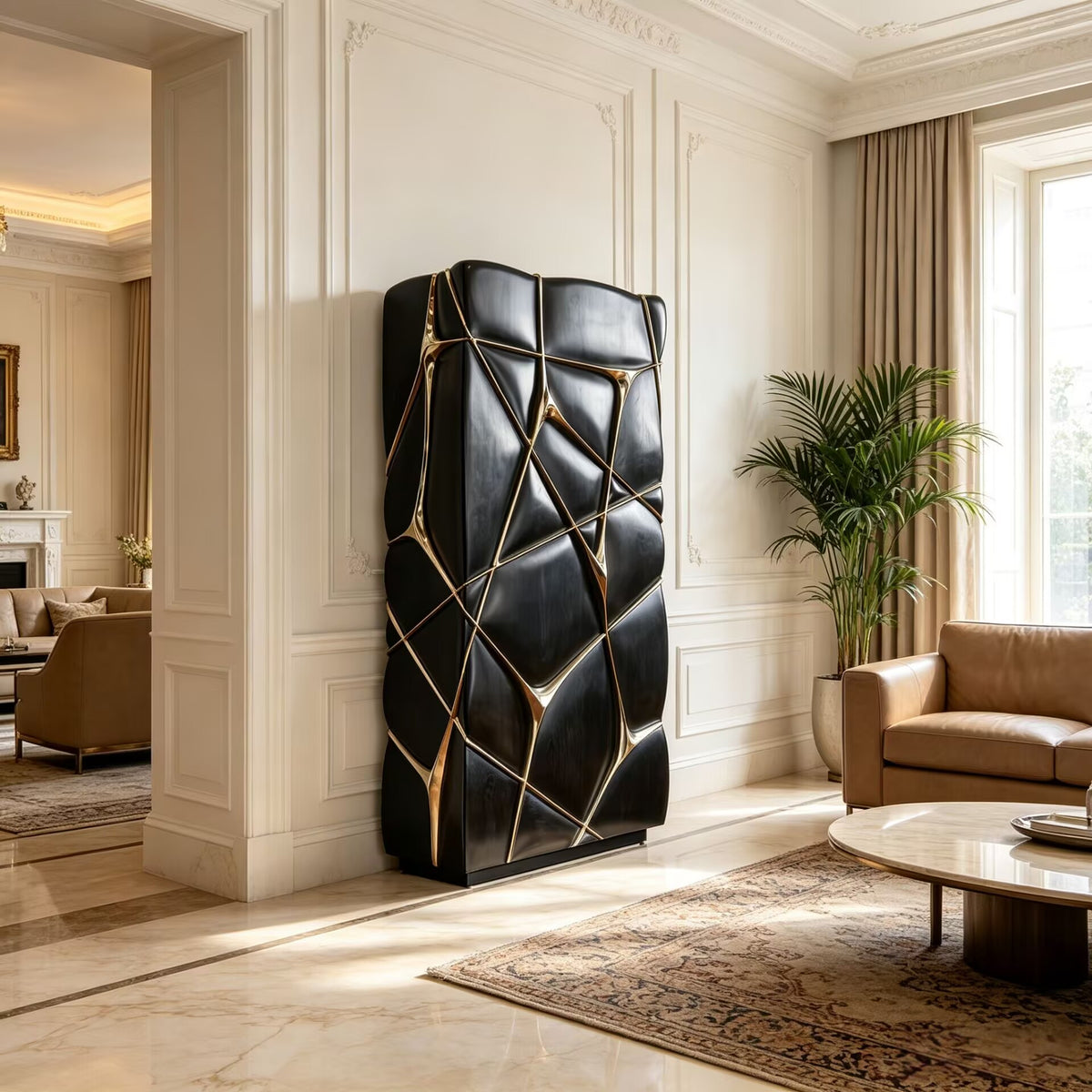 Neurone Designer Metal Geometric Art Genuine Leather Storage Locker