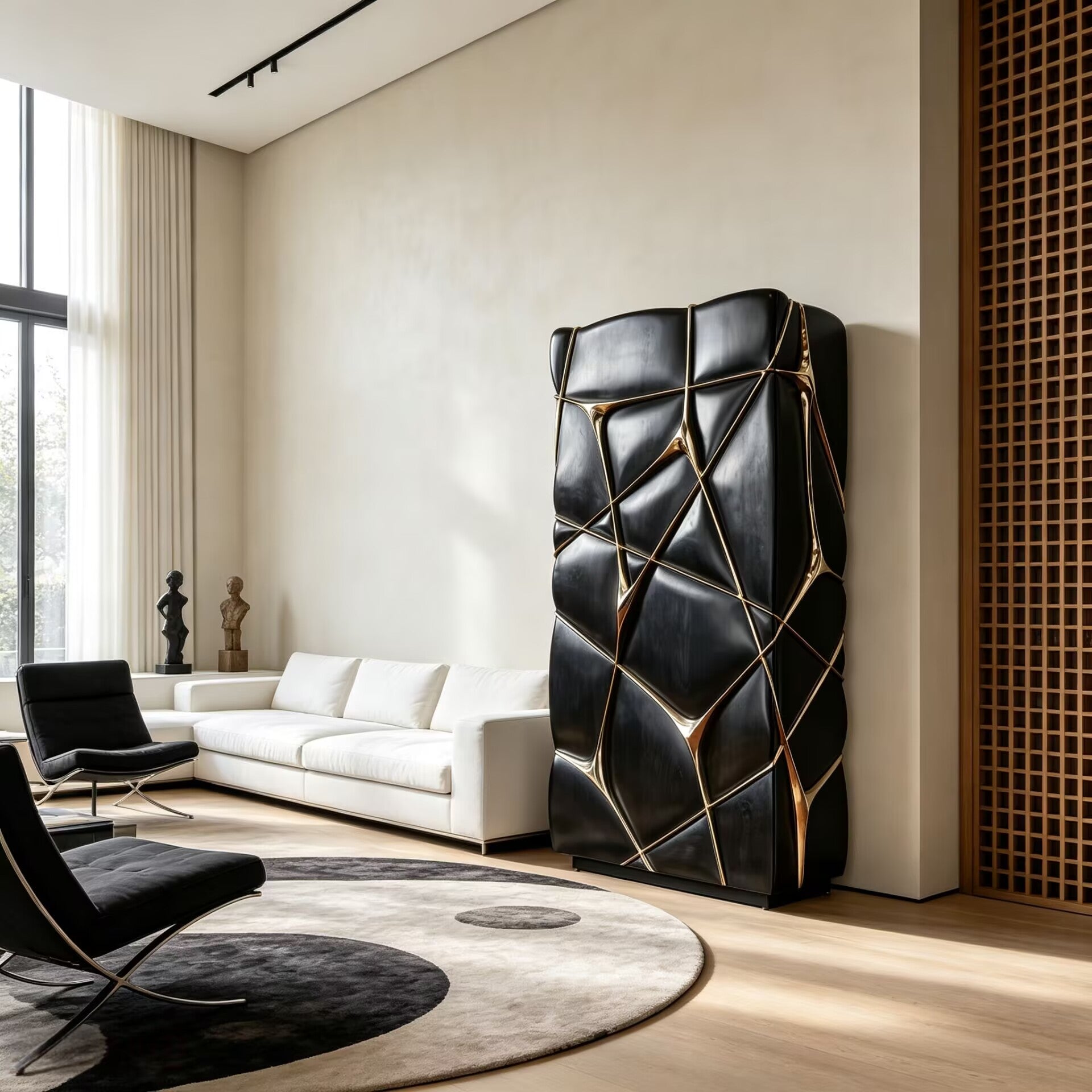 Neurone Designer Metal Geometric Art Genuine Leather Storage Locker