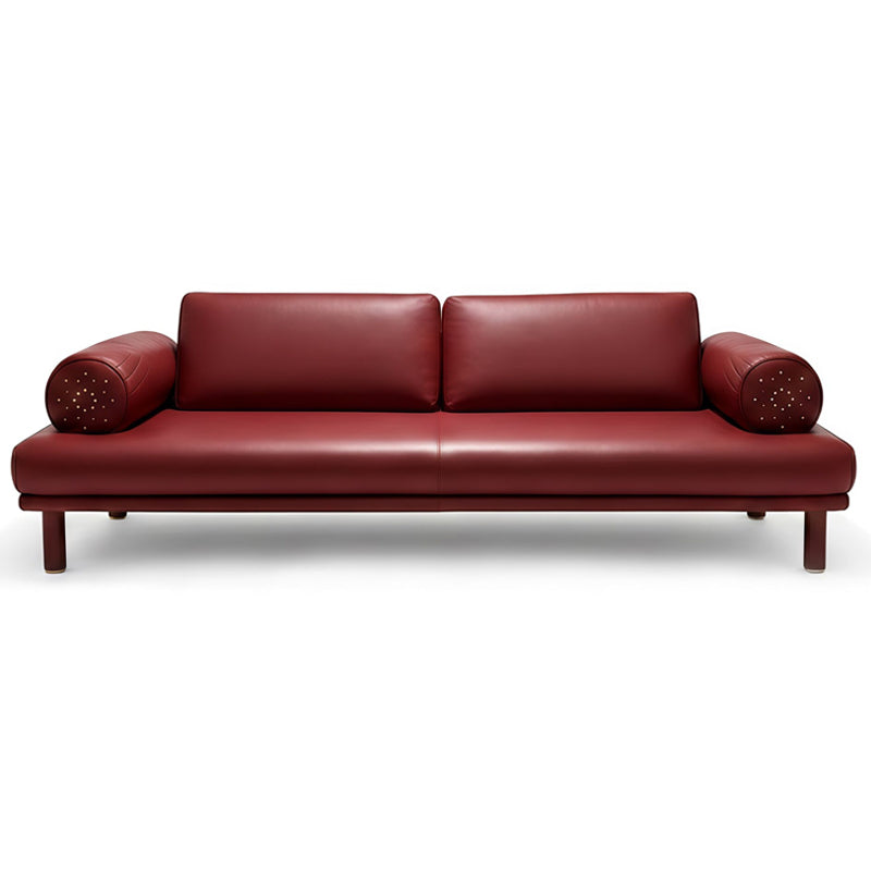Nevada Artistic Villa Retro Claret Genuine Leather Commission Sofa