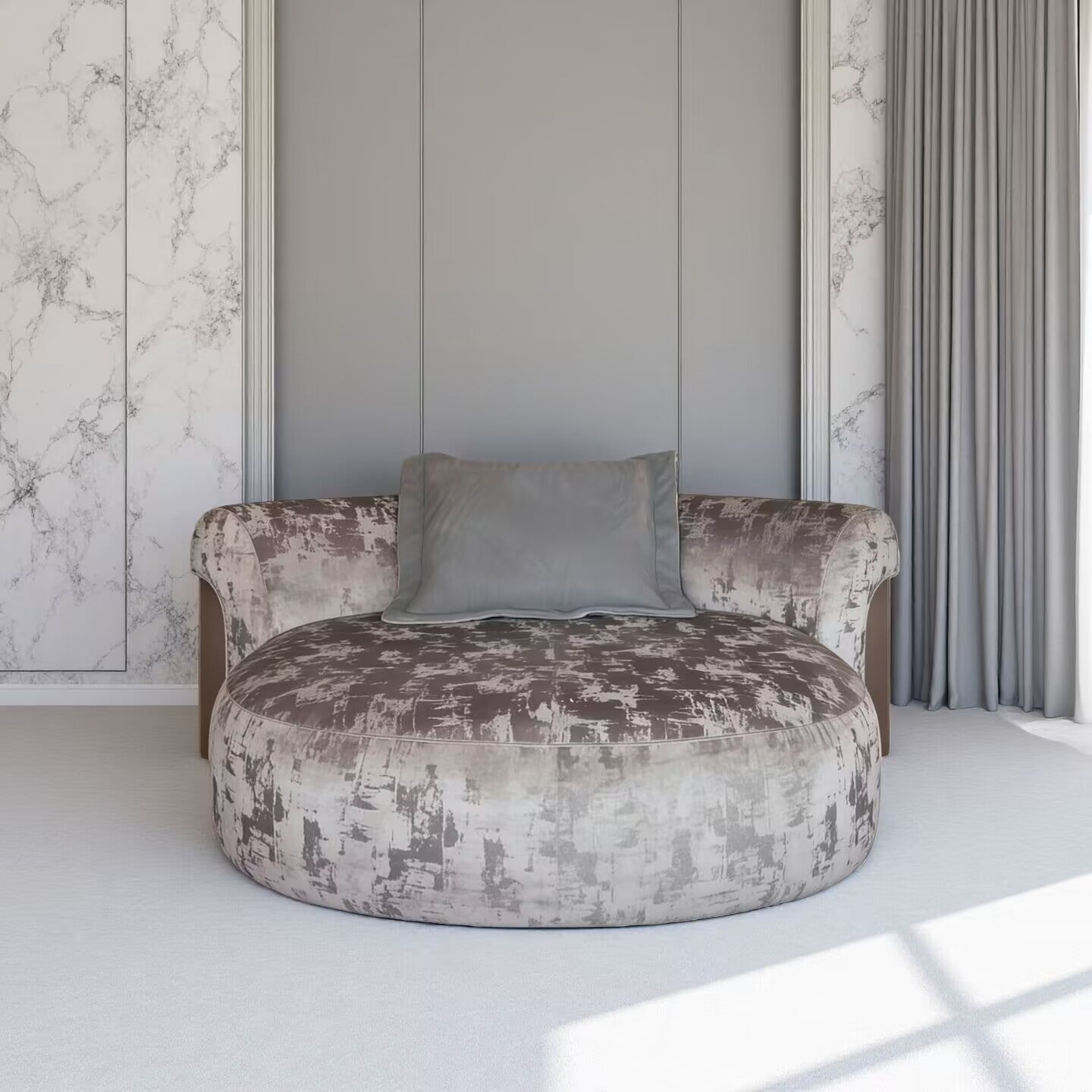 Nip Light Luxury Design Creative Round Solid Wood Fabric Sofa