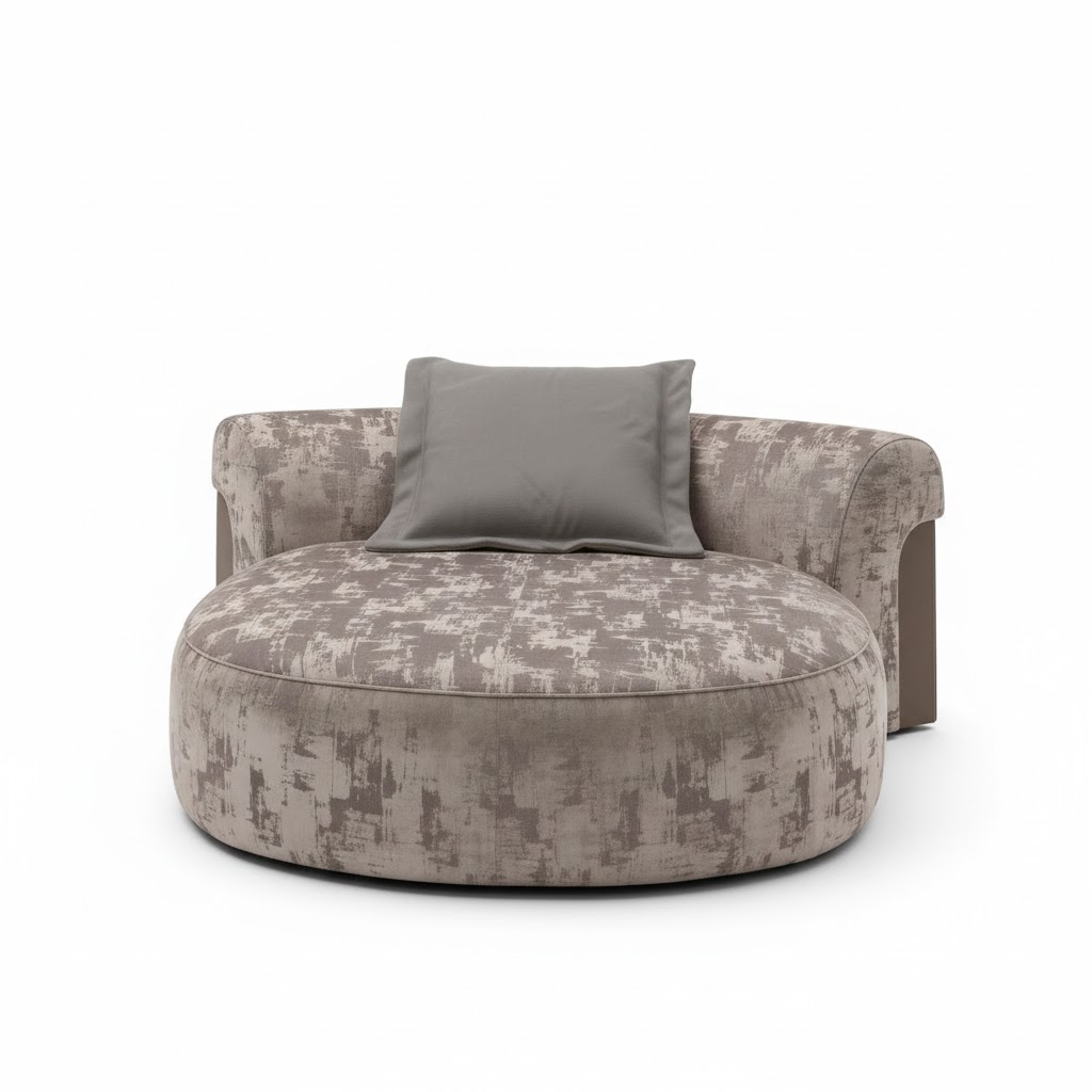 Nip Light Luxury Design Creative Round Solid Wood Fabric Sofa