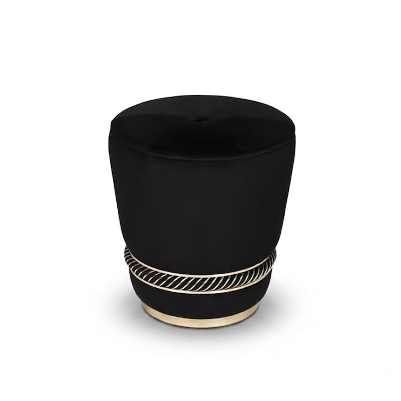 Noir Luxurious High Quality Solid Wood Creativity Fabric Vanity Stool