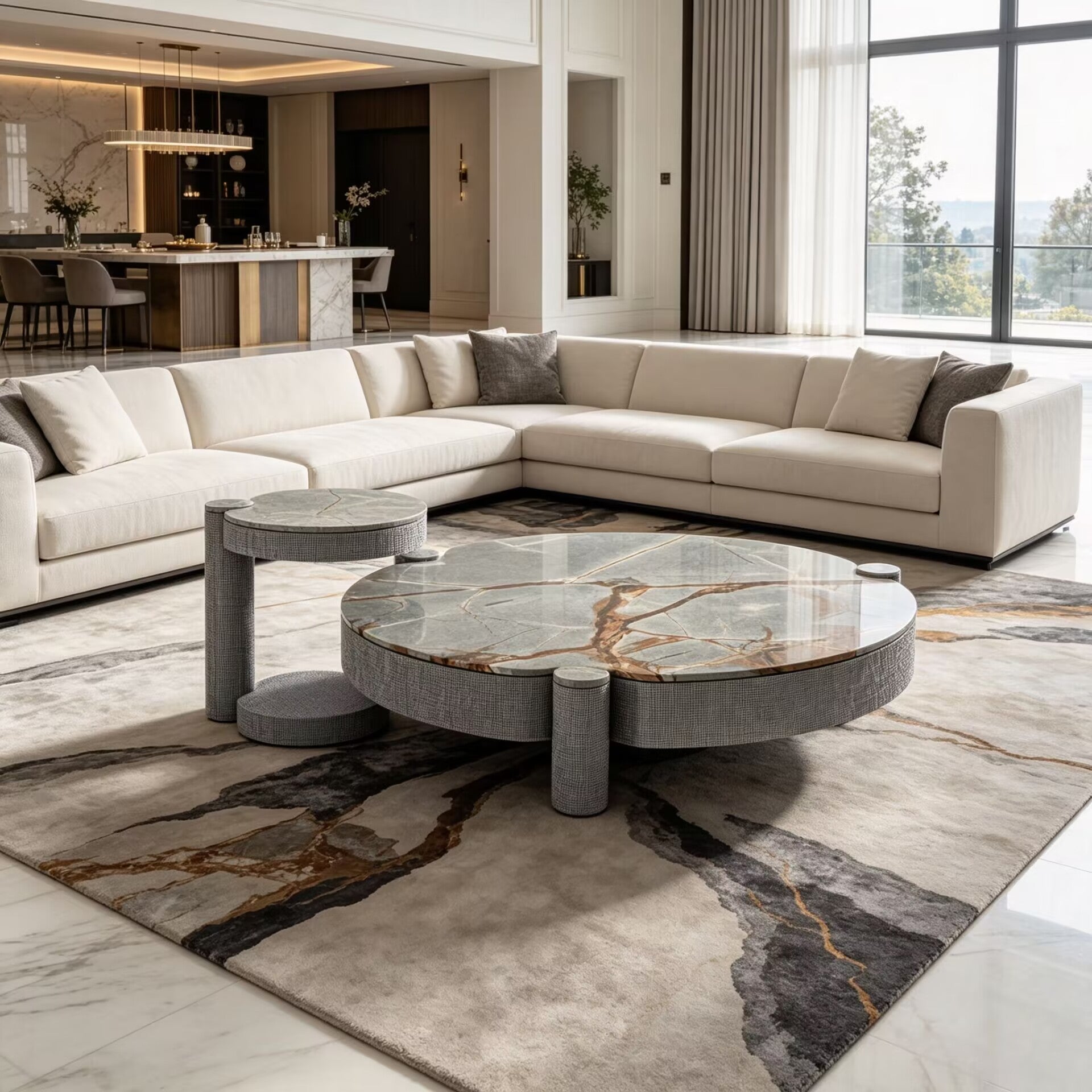 Nora Living Room Creativity Simple Marble Combination Coffee Table