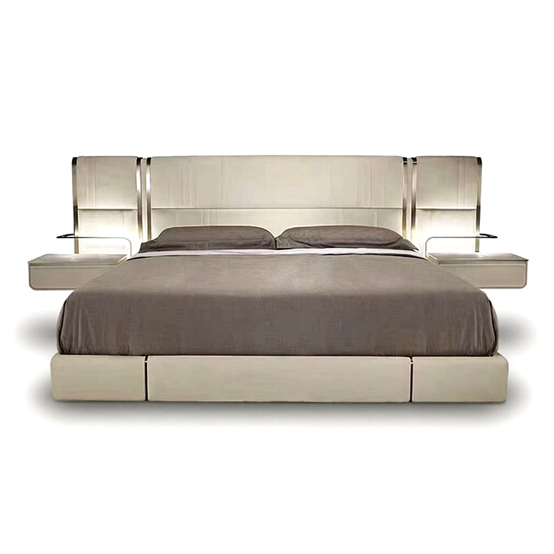 Nov Italian Artistic Bedroom Genuine Leather Customize Double Bed
