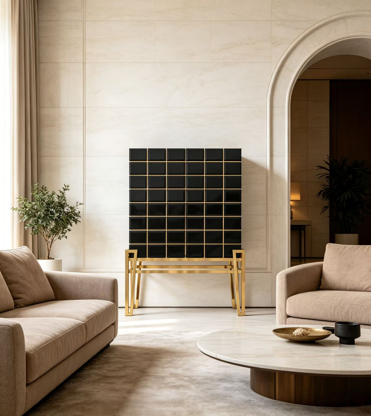 Nubian Upscale Simple Solid Wood Artistic Customize Bar Cabinet