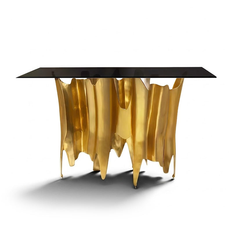 Obssedia Italian Luxury Upscale Irregular Metal Artistic Glass Console
