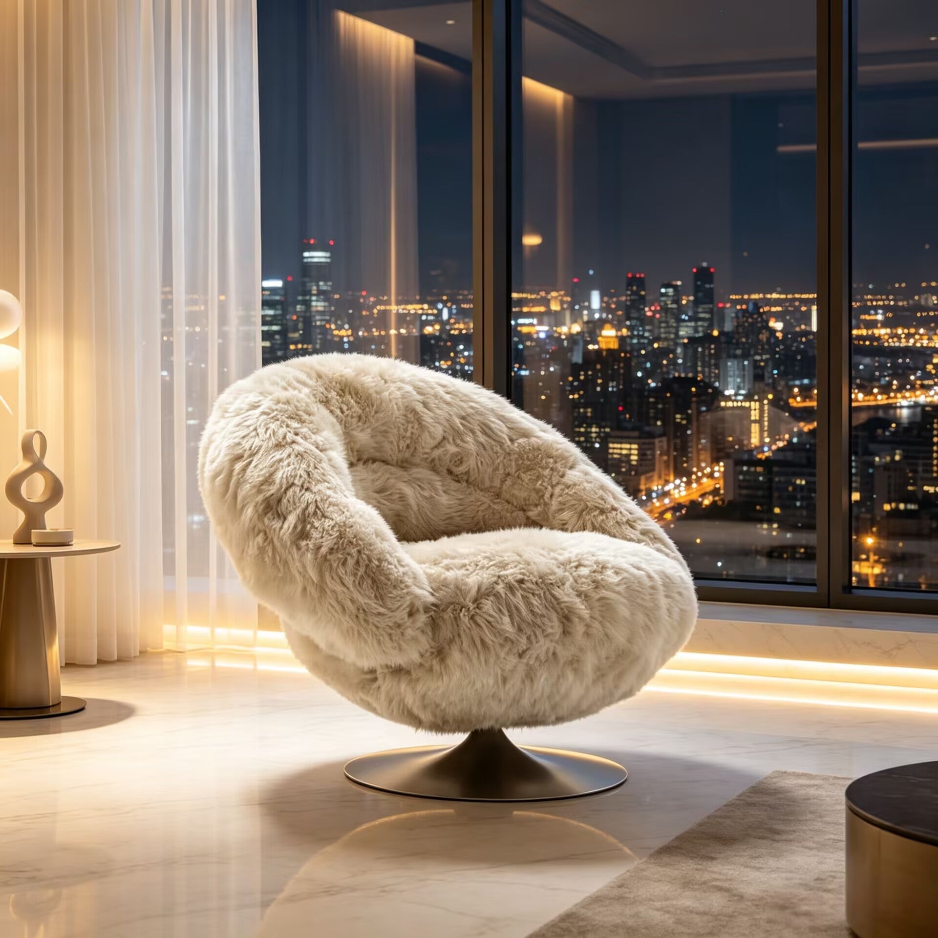 Occasional Luxury Villa Designer Art Metal Lambswool Sofa Chair