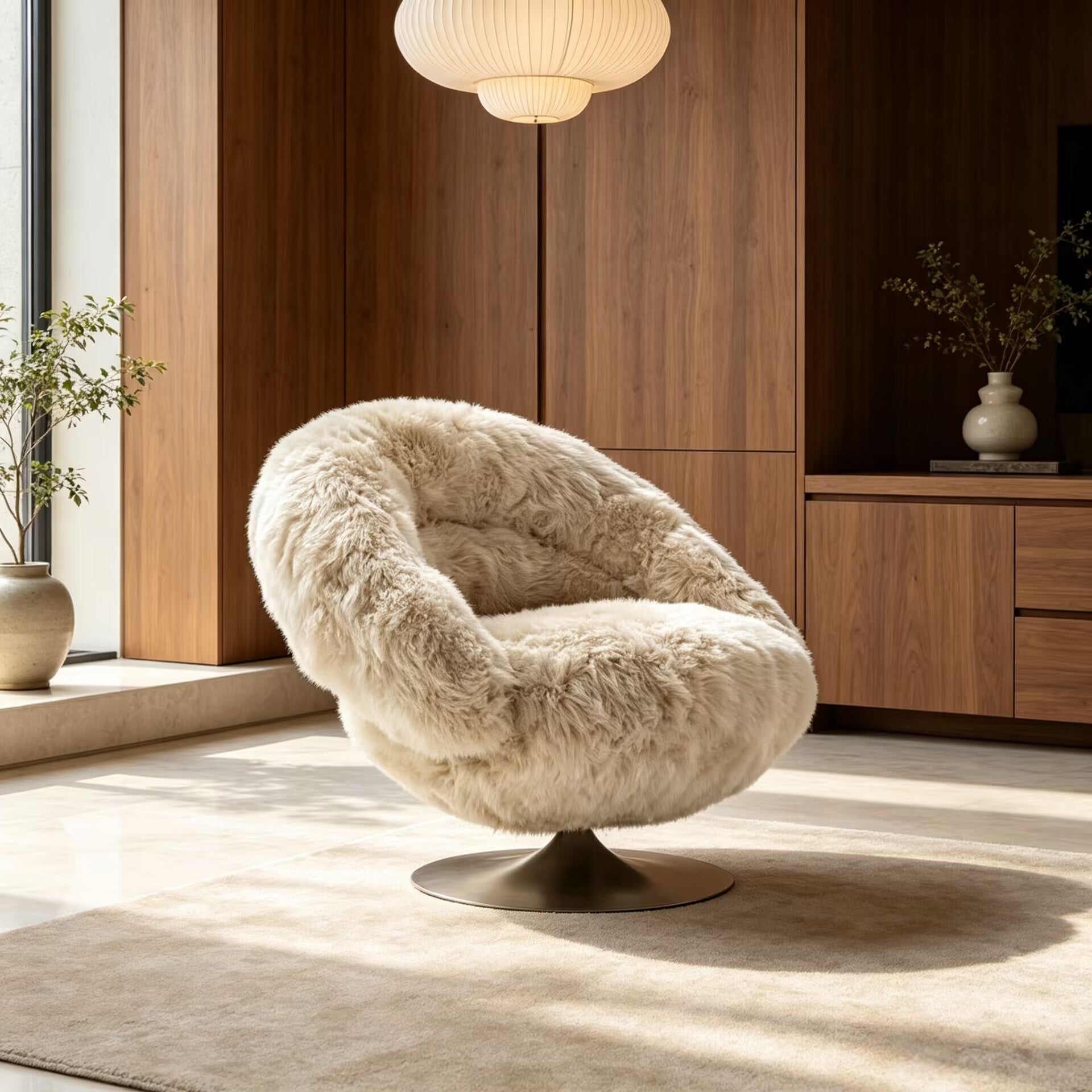 Occasional Luxury Villa Designer Art Metal Lambswool Sofa Chair