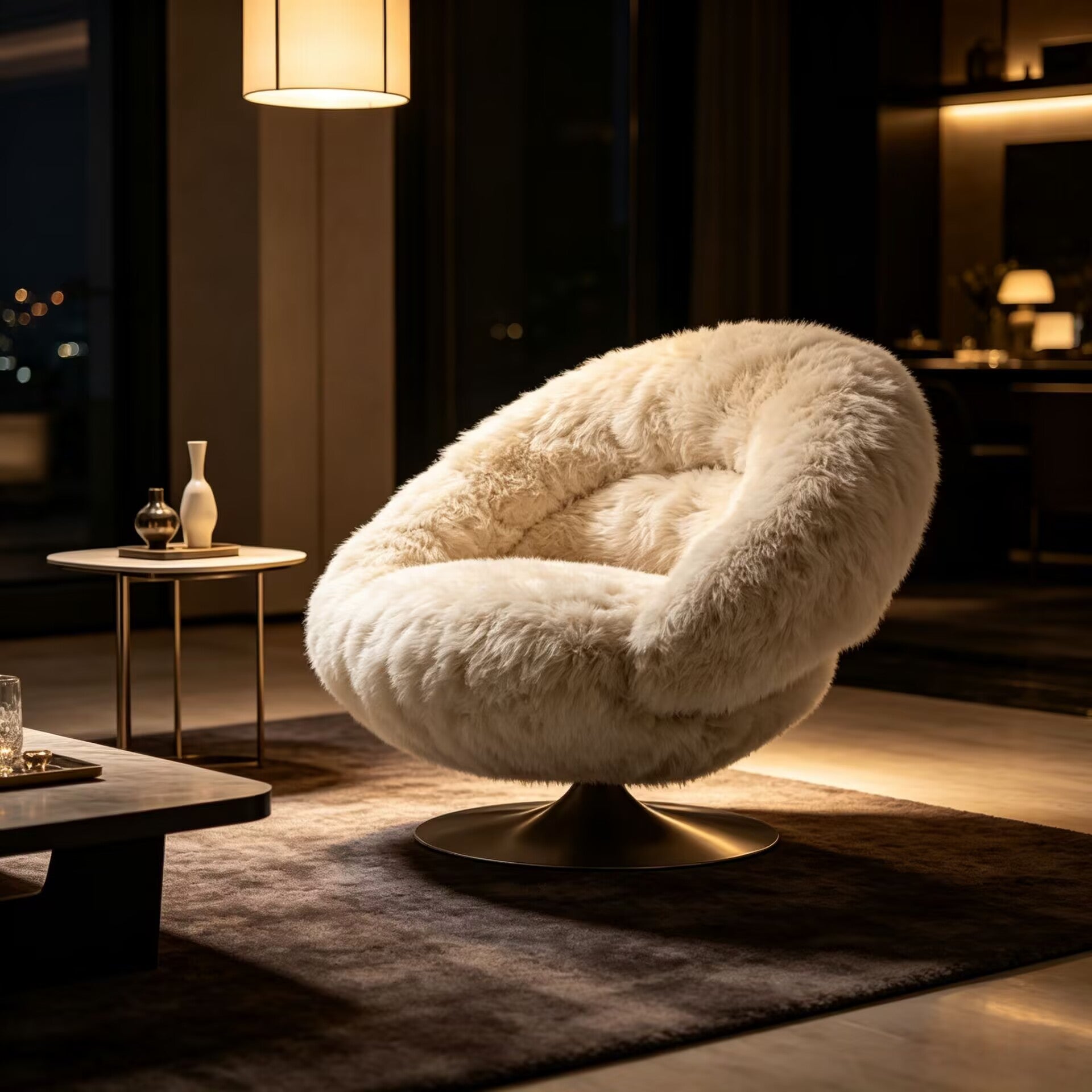 Occasional Luxury Villa Designer Art Metal Lambswool Sofa Chair