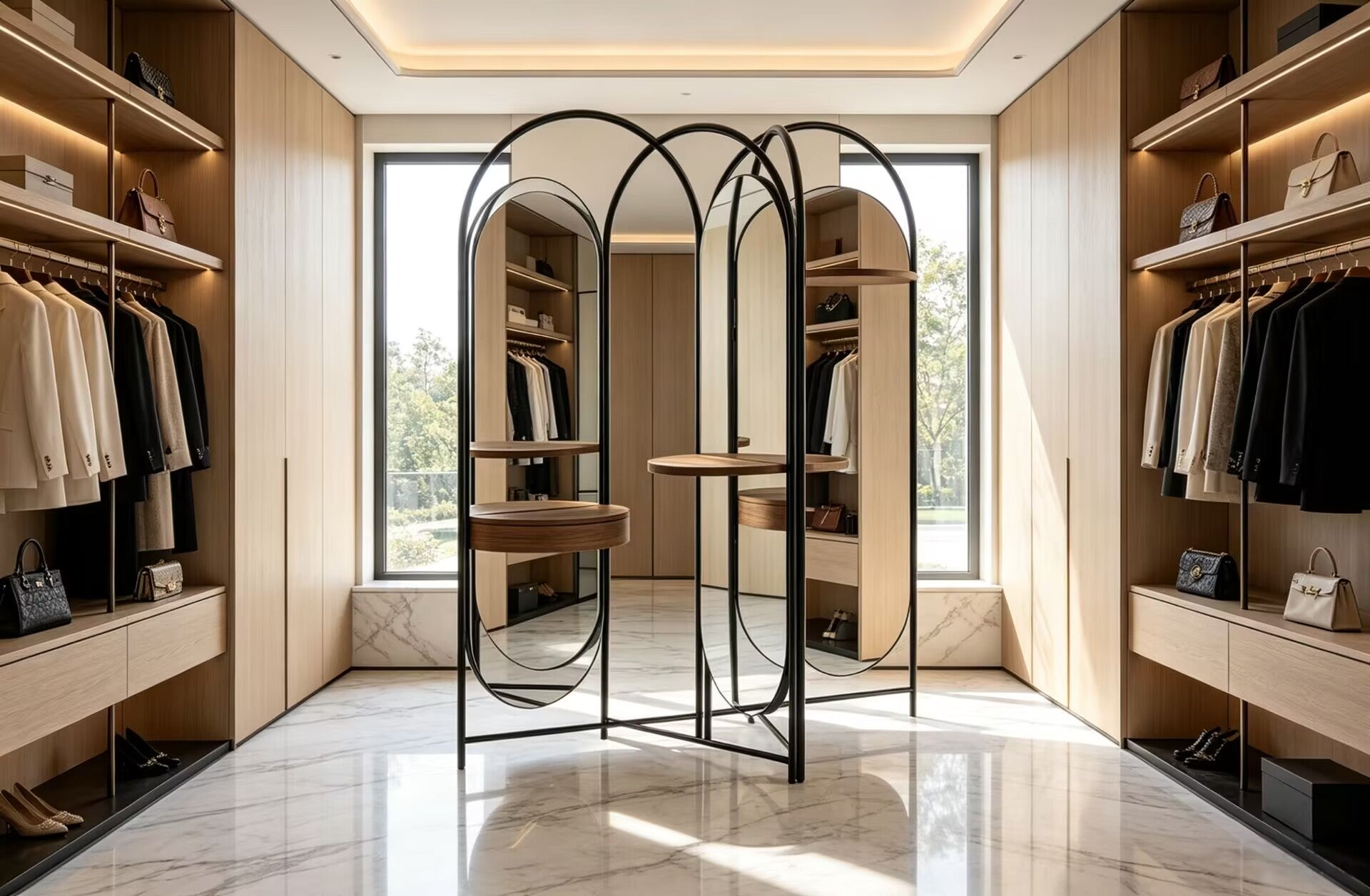 Oi Italian Villa Bedroom High-End Minimalism Irregular Full-Length Mirror