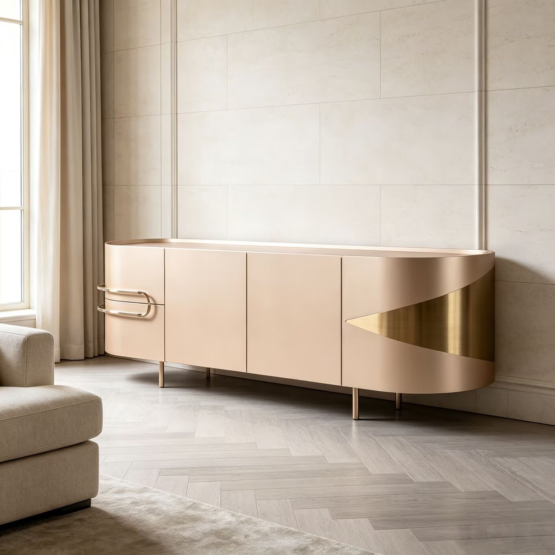 Olival Italian Luxury High-End Metal Creativity Solid Wood Sideboard