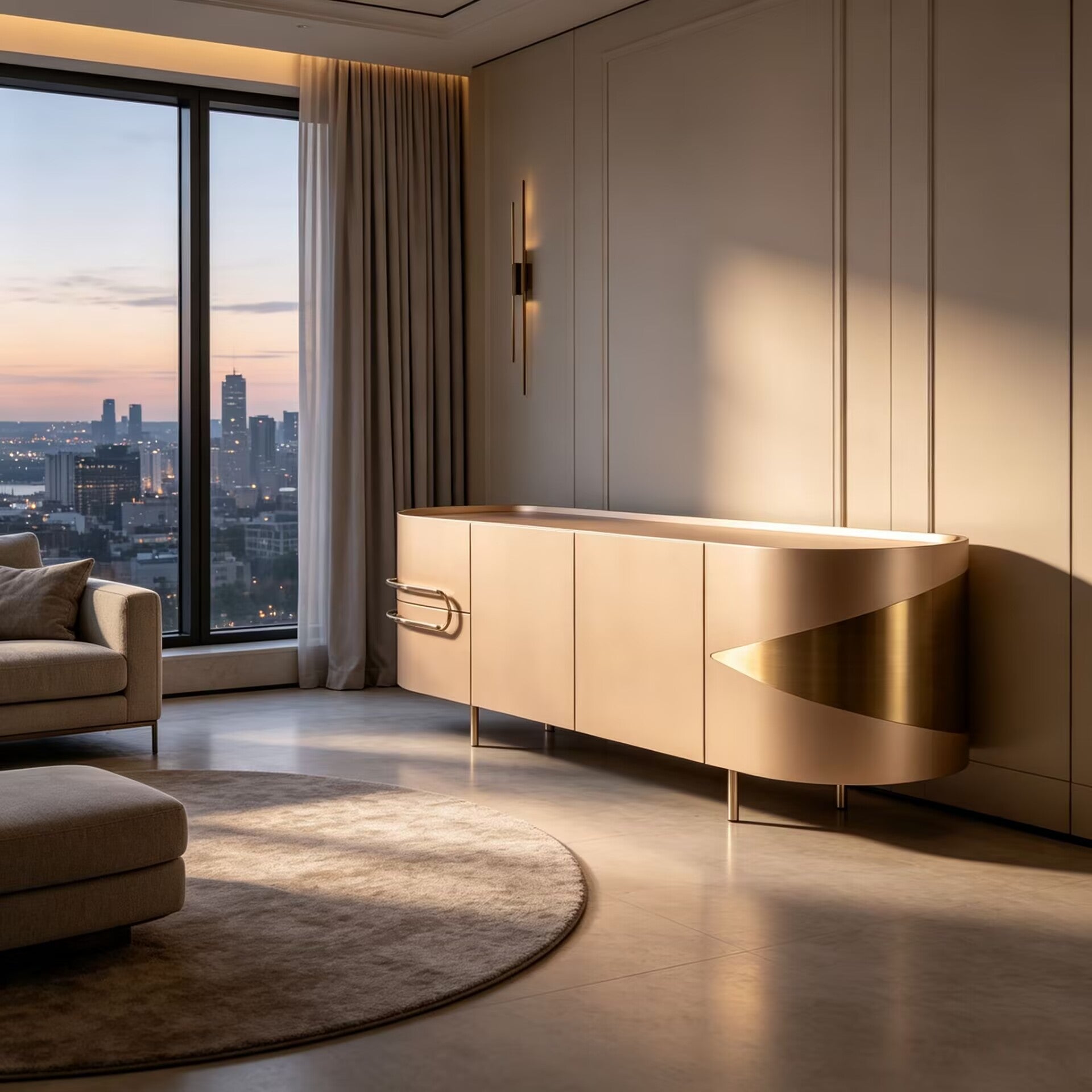 Olival Italian Luxury High-End Metal Creativity Solid Wood Sideboard