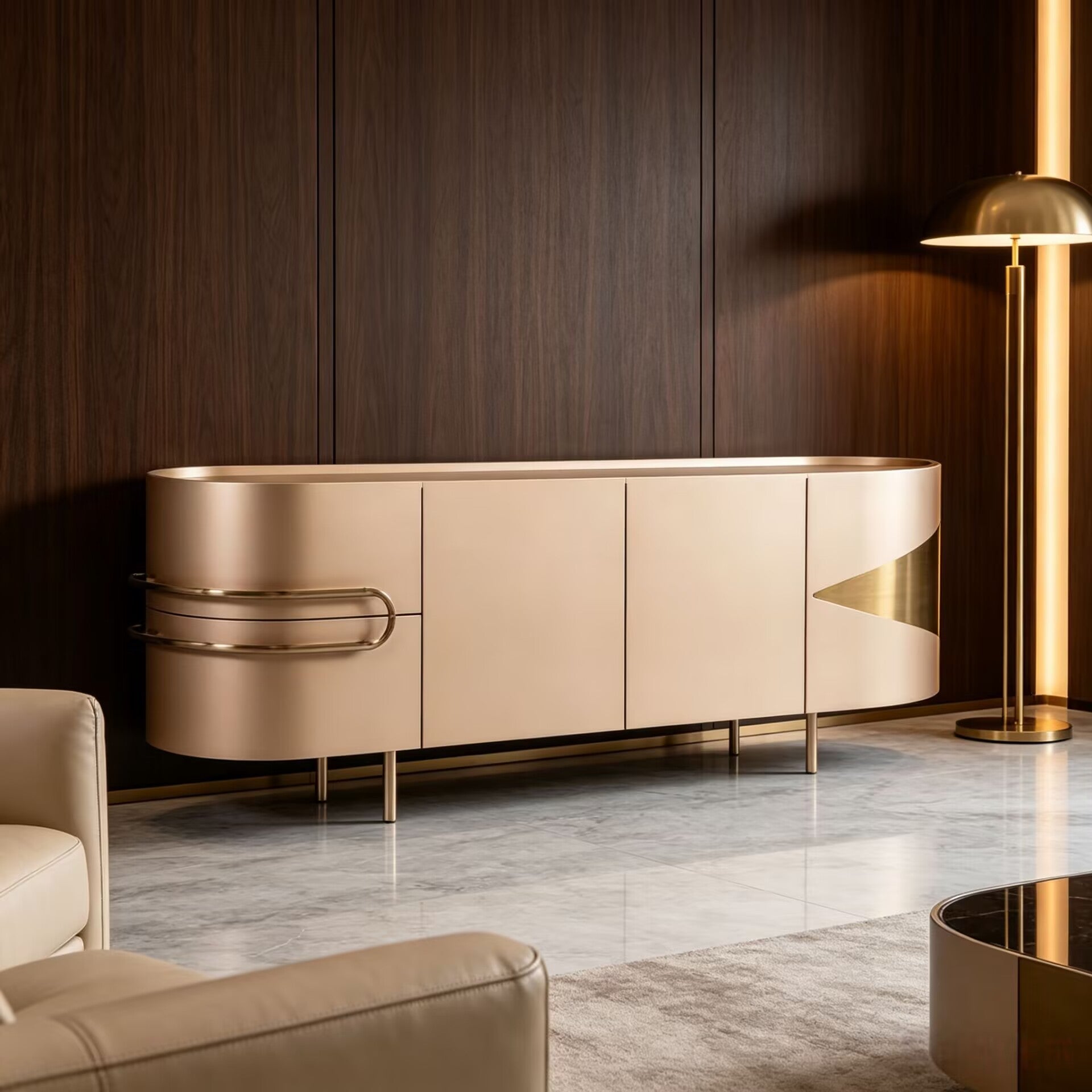 Olival Italian Luxury High-End Metal Creativity Solid Wood Sideboard