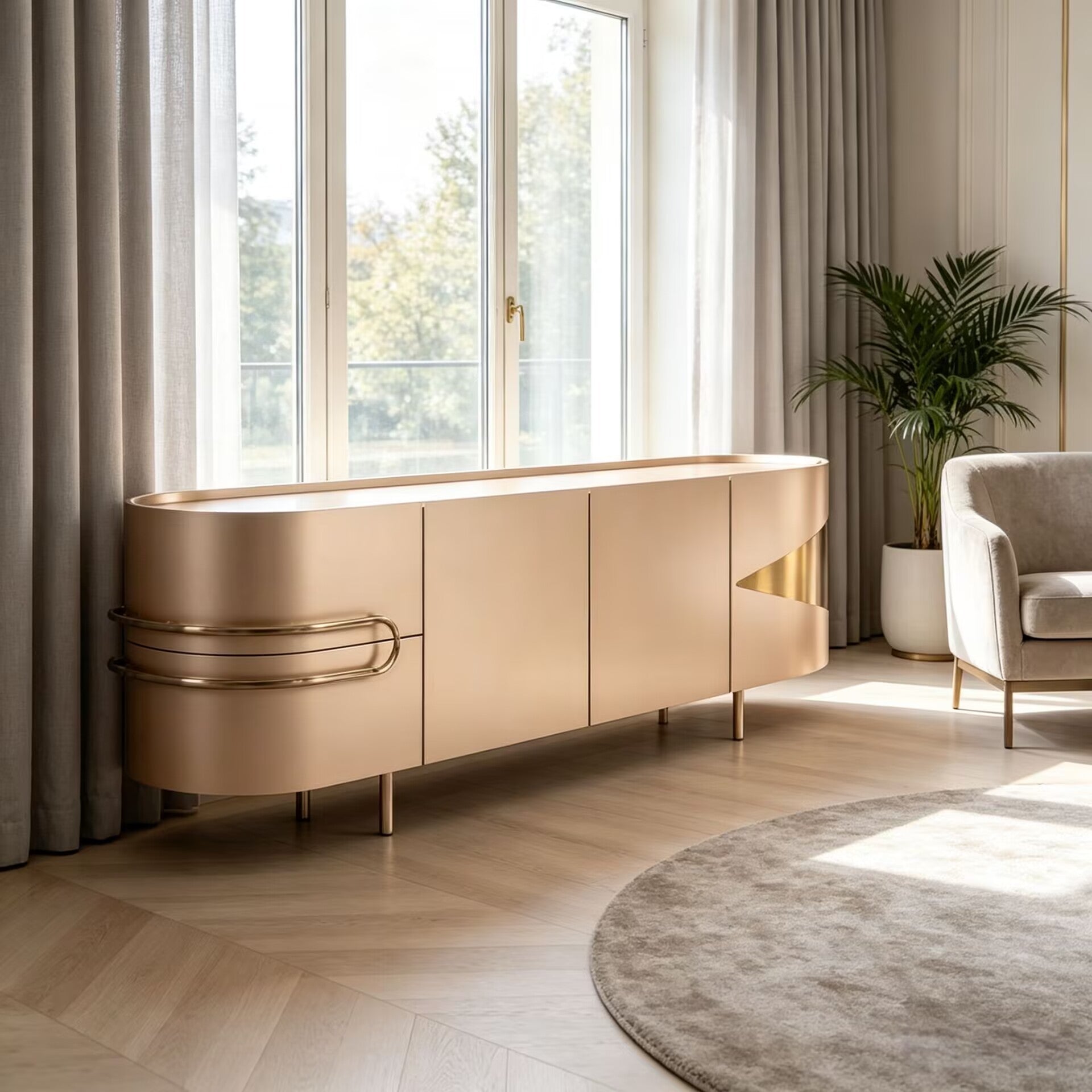Olival Italian Luxury High-End Metal Creativity Solid Wood Sideboard