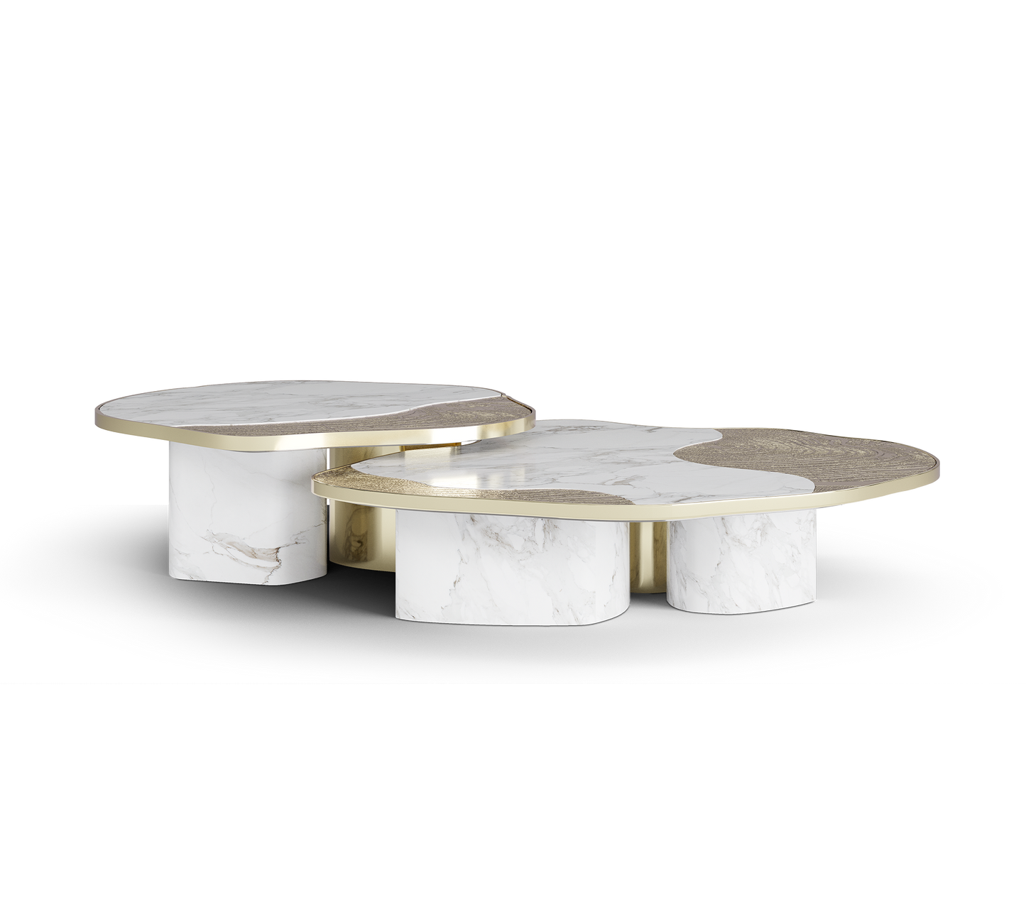 ophelia calacatta marble and gold center table