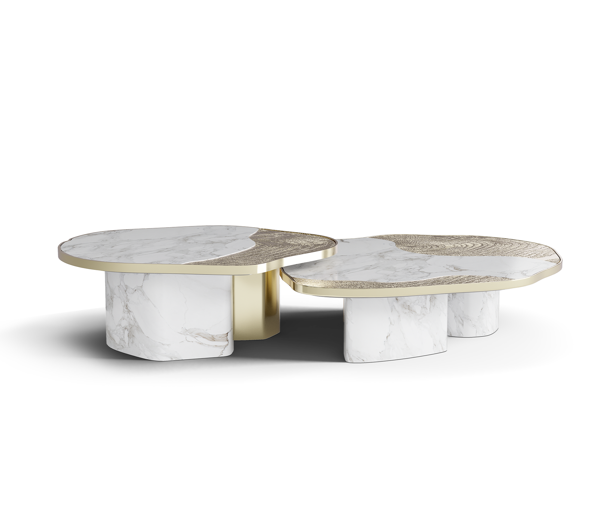 ophelia calacatta marble and gold center table