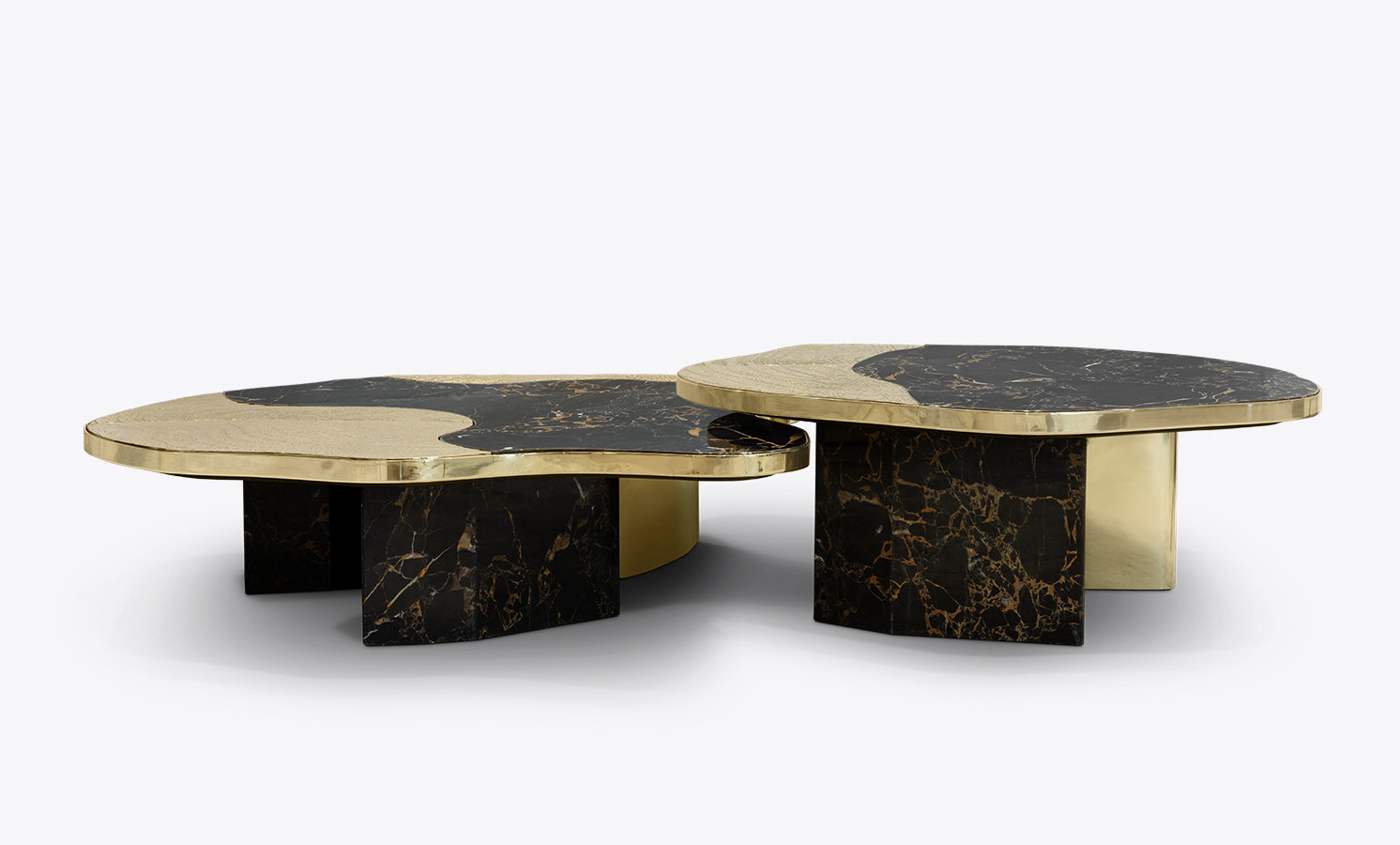 OPHELIA PORTORO MARBLE AND GOLD PURE COPPER ETCHING CENTER TABLE