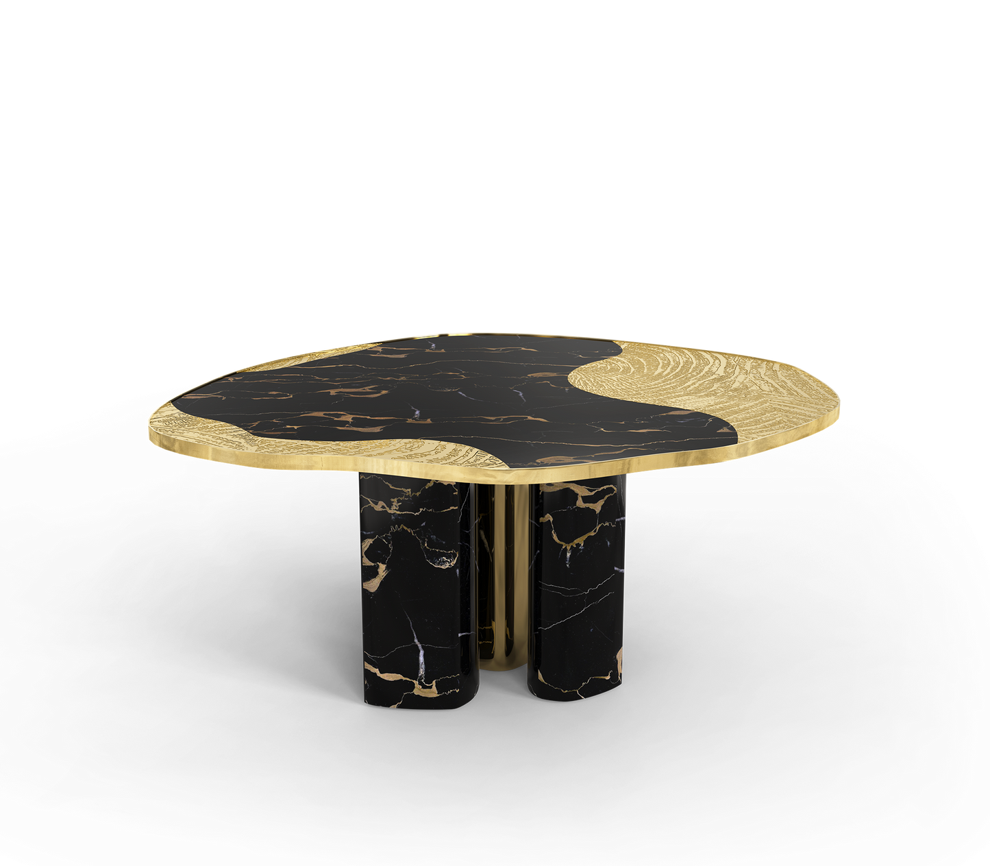 OPHELIA ROUND DINING TABLE BRASS ETCHING PROCESS LUXURIOUS RESTAURANT
