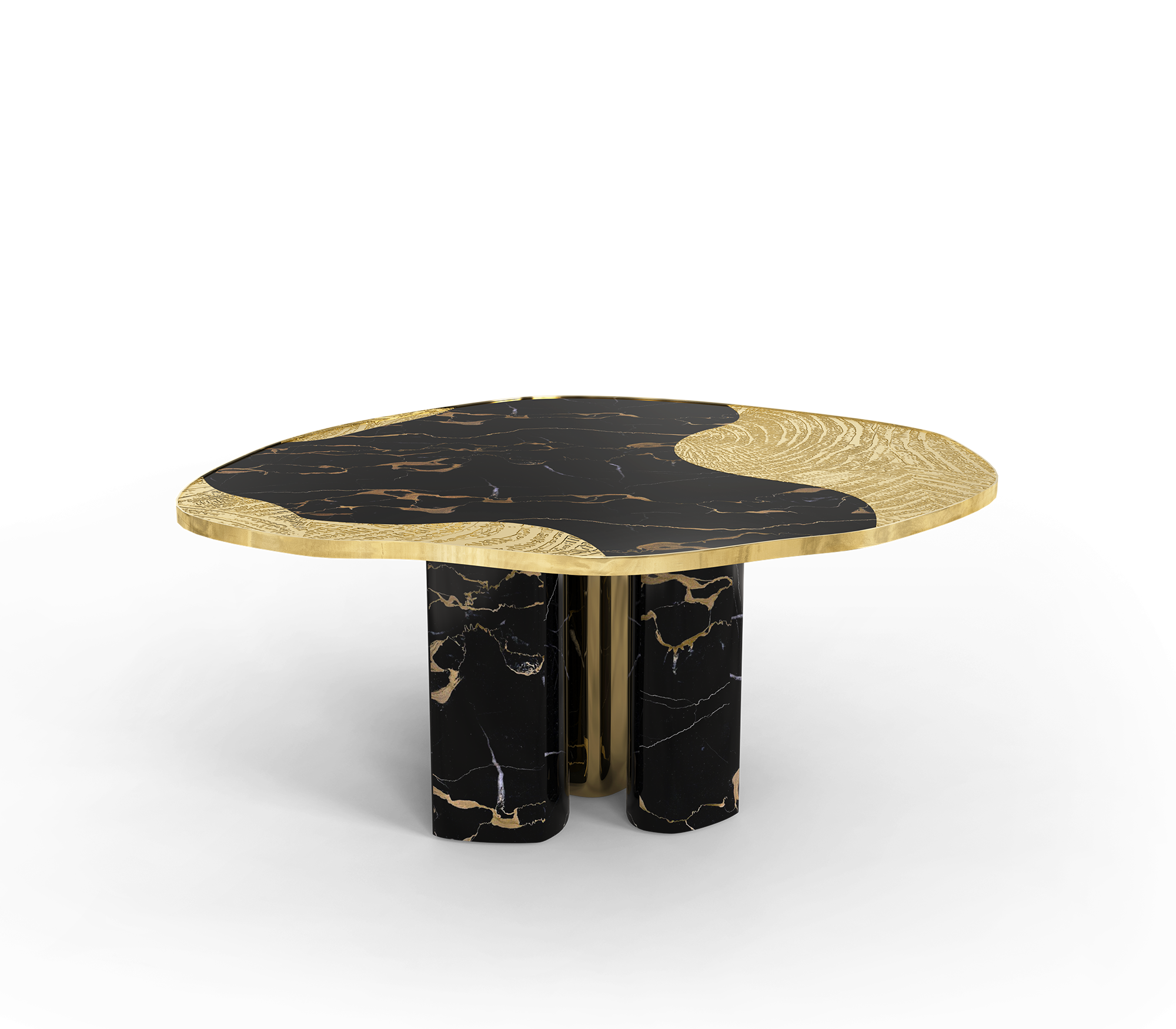 OPHELIA ROUND DINING TABLE BRASS ETCHING PROCESS LUXURIOUS RESTAURANT