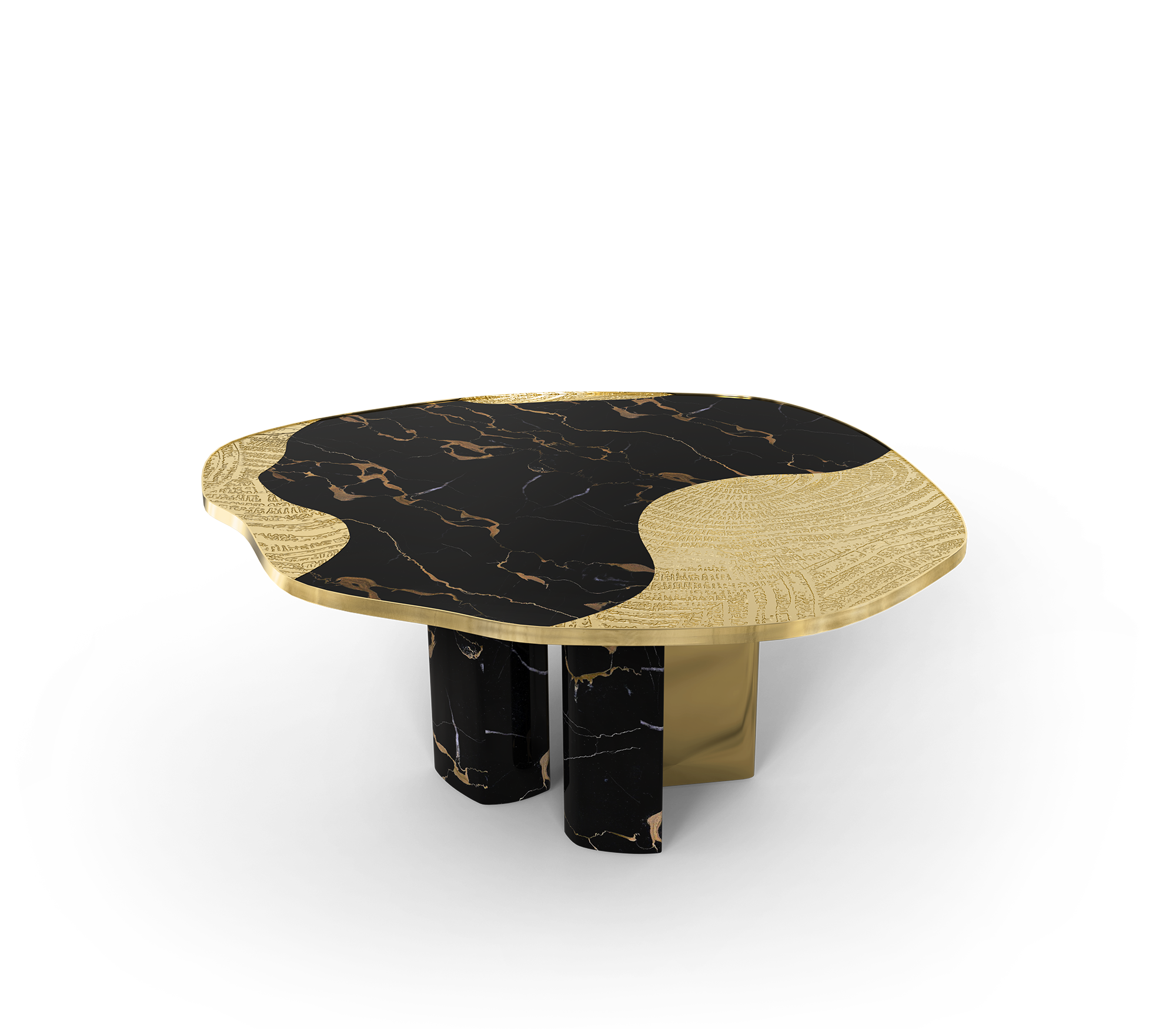 OPHELIA ROUND DINING TABLE BRASS ETCHING PROCESS LUXURIOUS RESTAURANT