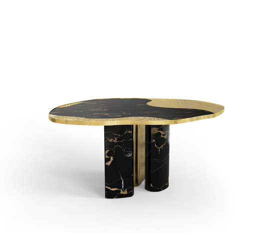 OPHELIA ROUND DINING TABLE BRASS ETCHING PROCESS LUXURIOUS RESTAURANT