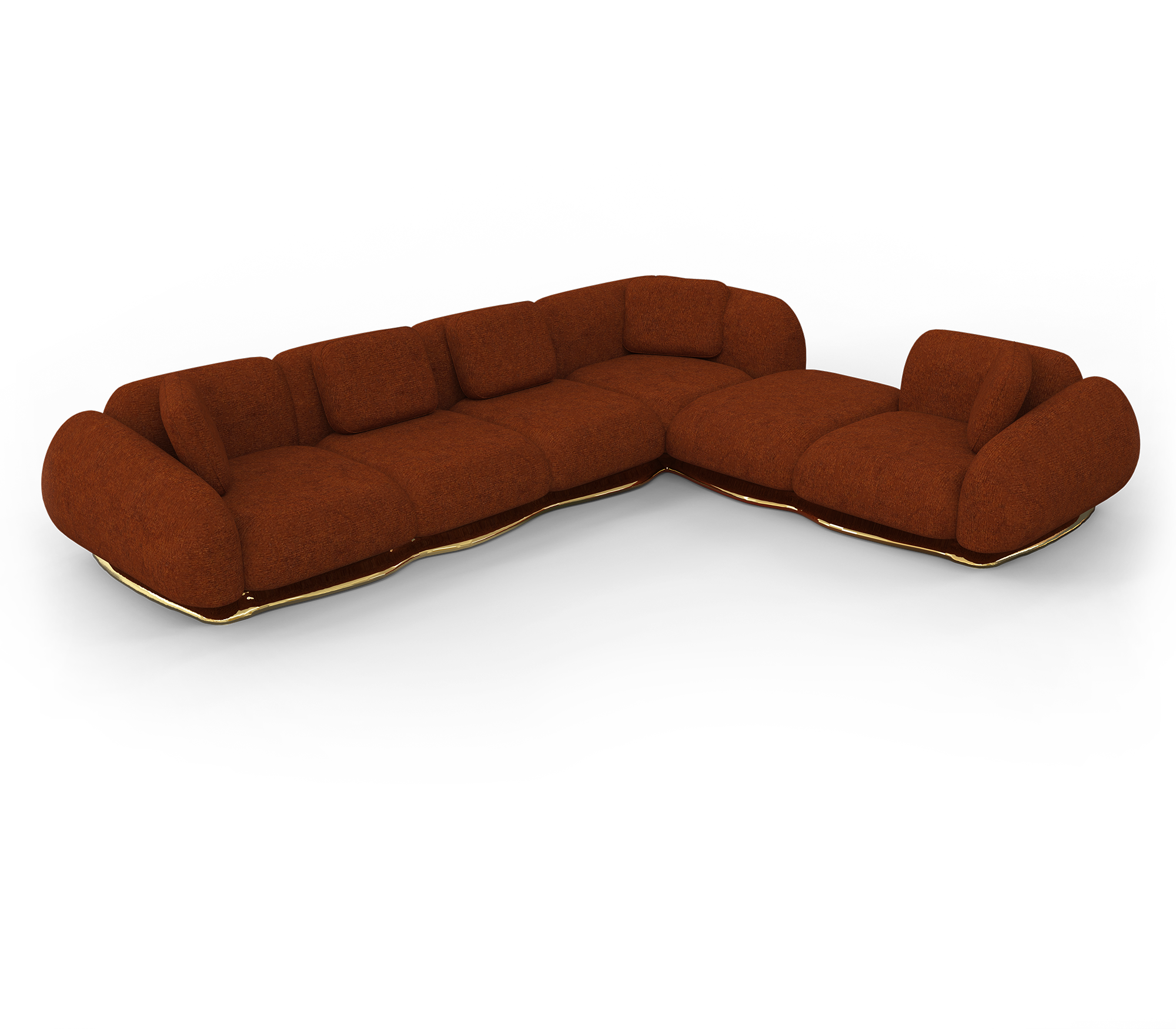 OPUS MODULAR LUXURIOUS RED SOFA PURE COPPER BOTTOM