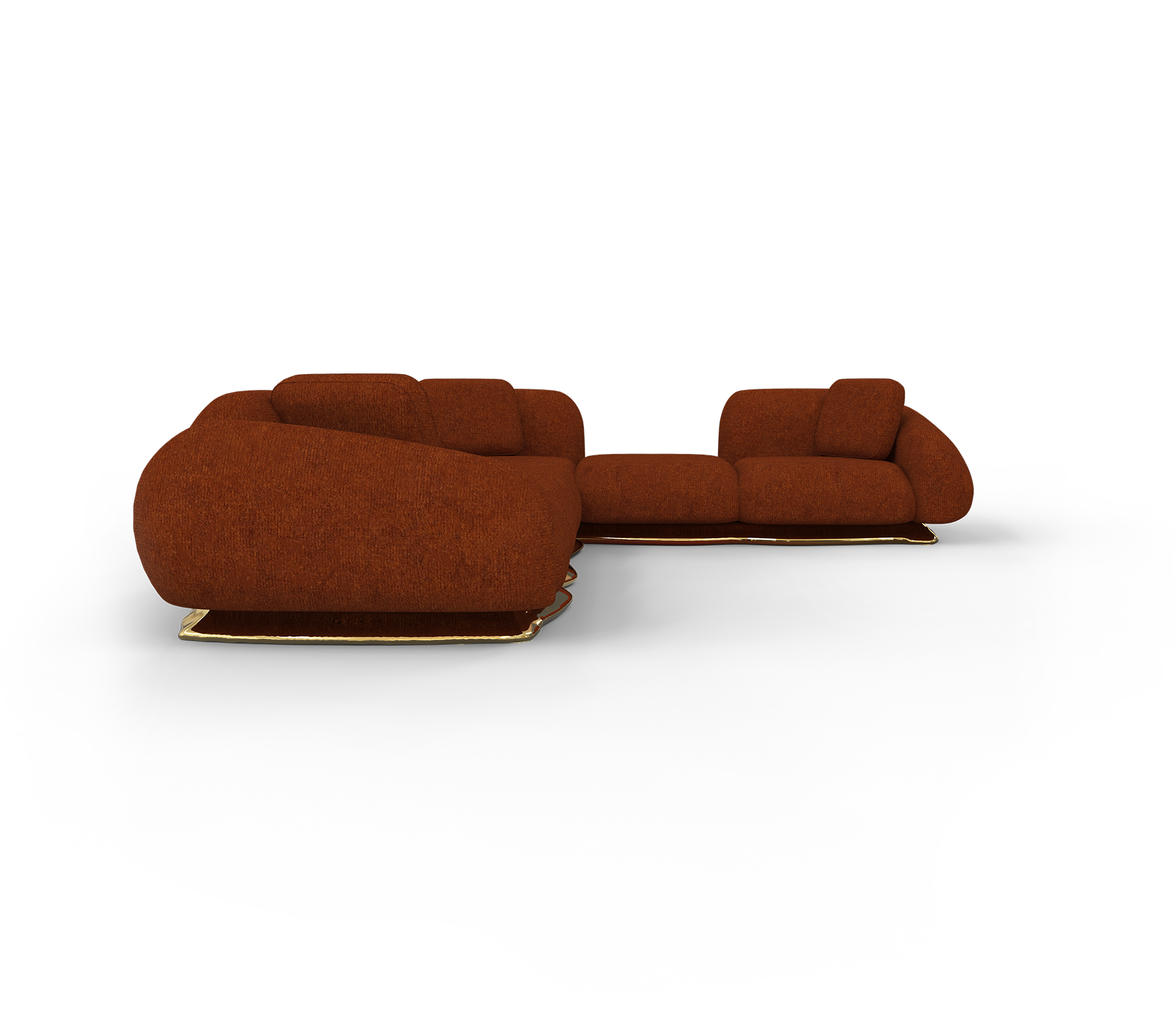 OPUS MODULAR LUXURIOUS RED SOFA PURE COPPER BOTTOM