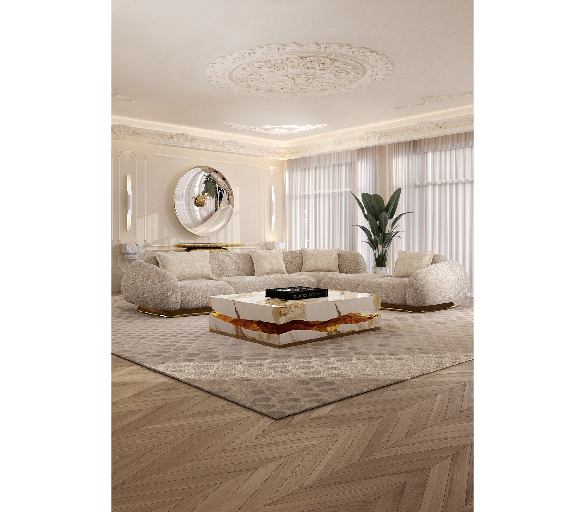 OPUS MODULAR LUXURIOUS RED SOFA PURE COPPER BOTTOM