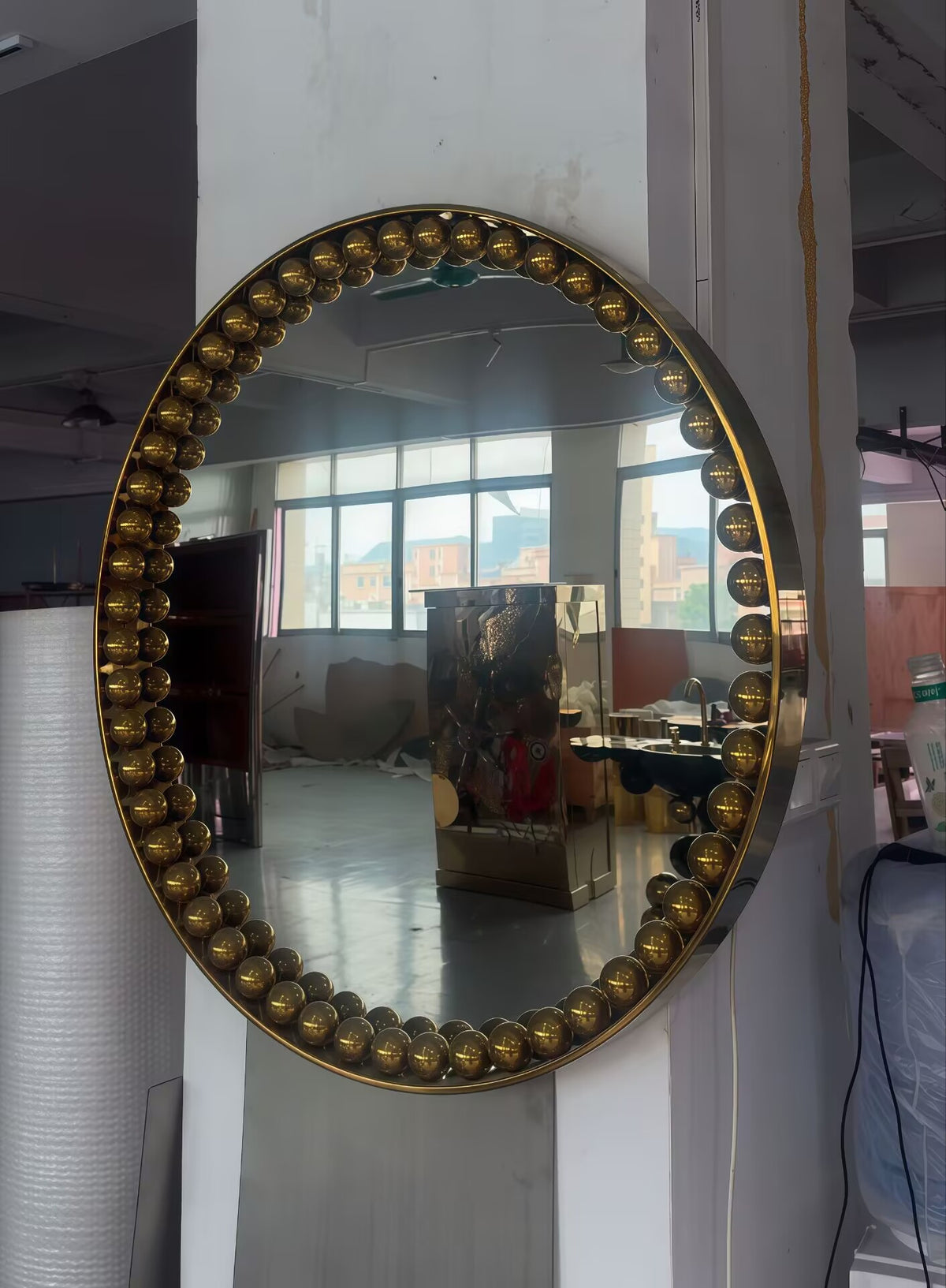 Orbis Living Room Luxurious Unique Art Metal Round Decorative Mirror