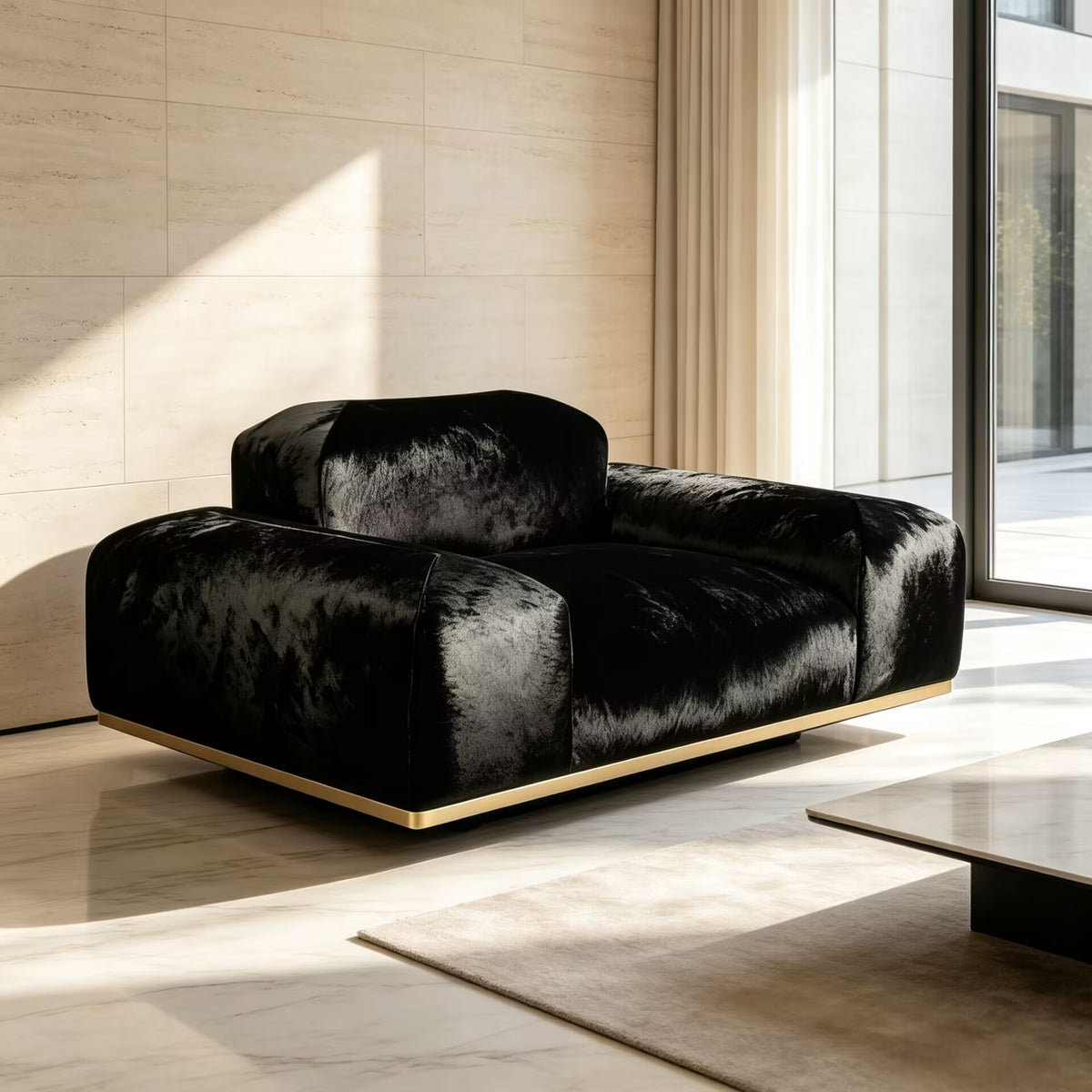 Orion Villa Living Room Modern Simple Fabric Black Single Sofa