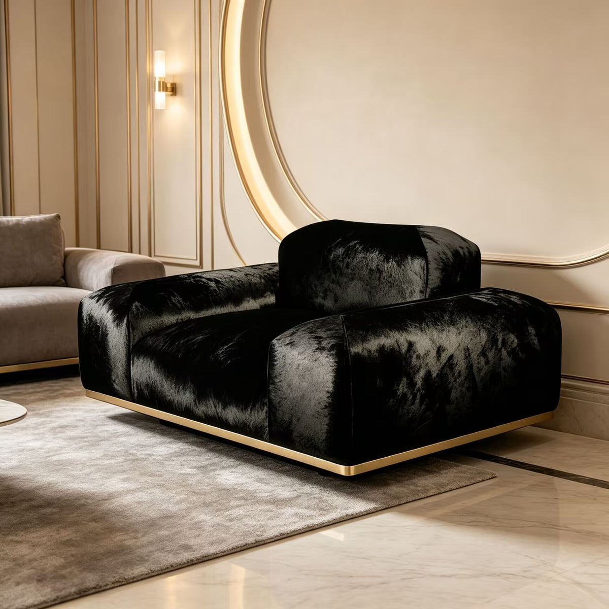 Orion Villa Living Room Modern Simple Fabric Black Single Sofa