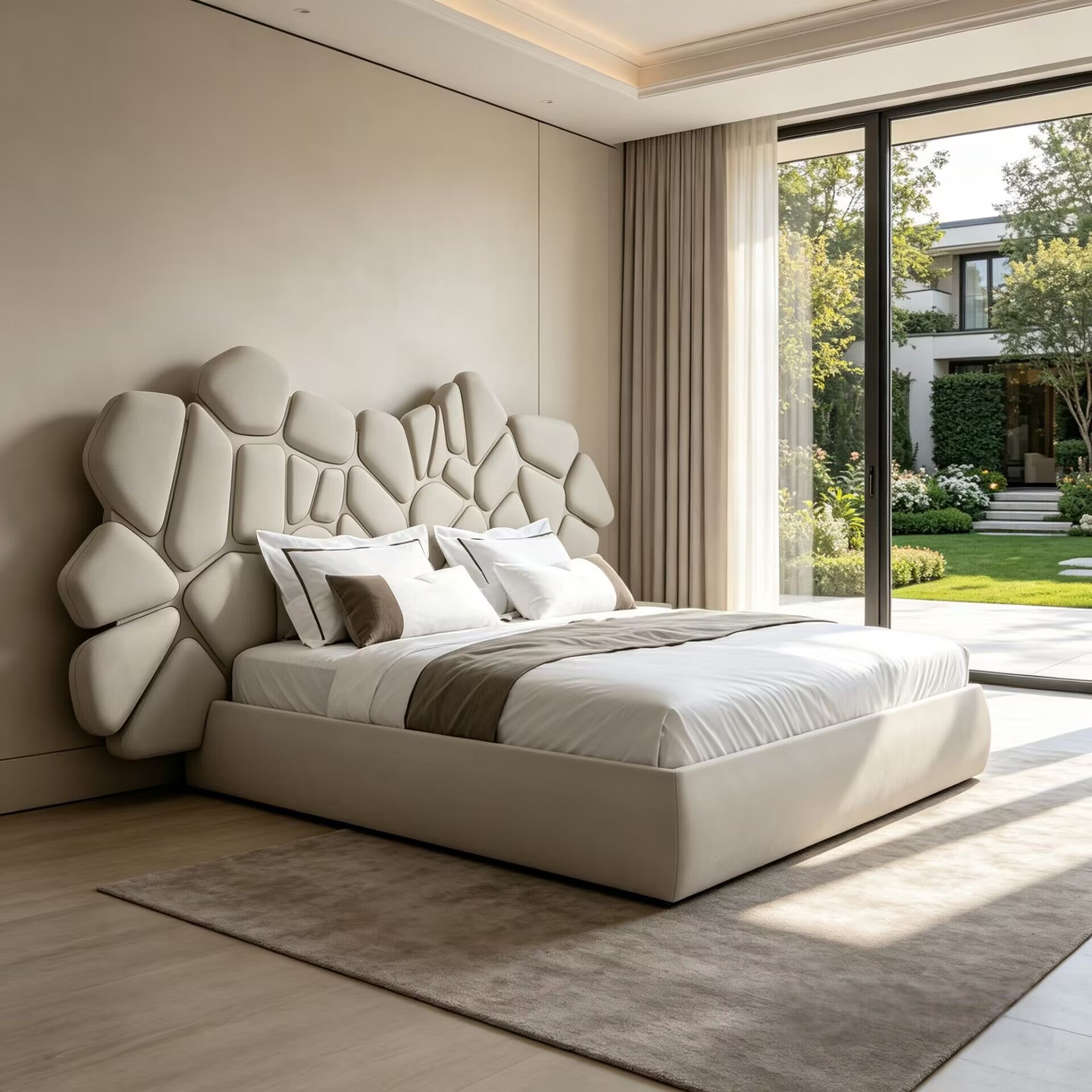 Oro Irregular Unique Creativity Genuine Leather Widescreen Bed