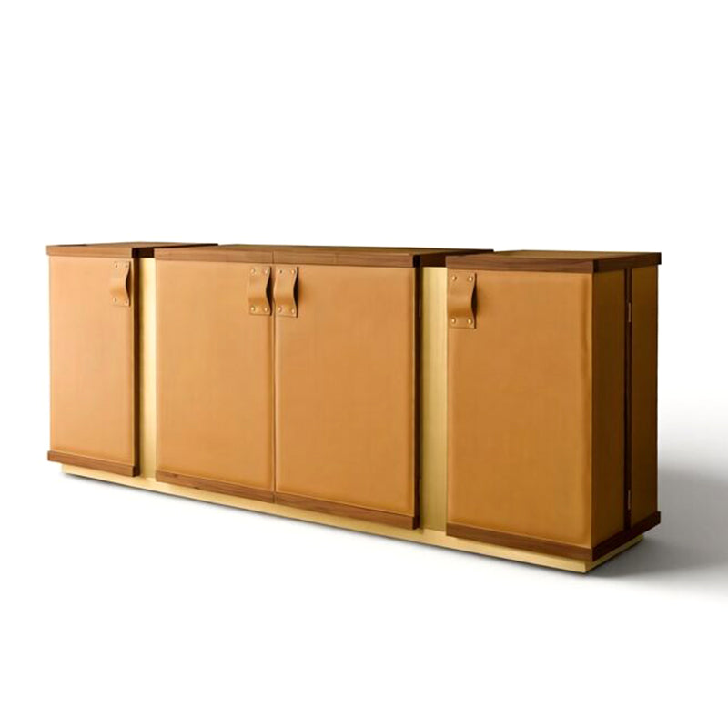 Ossidiana Italian Solid Wood Creativity Saddle Leather Sideboard
