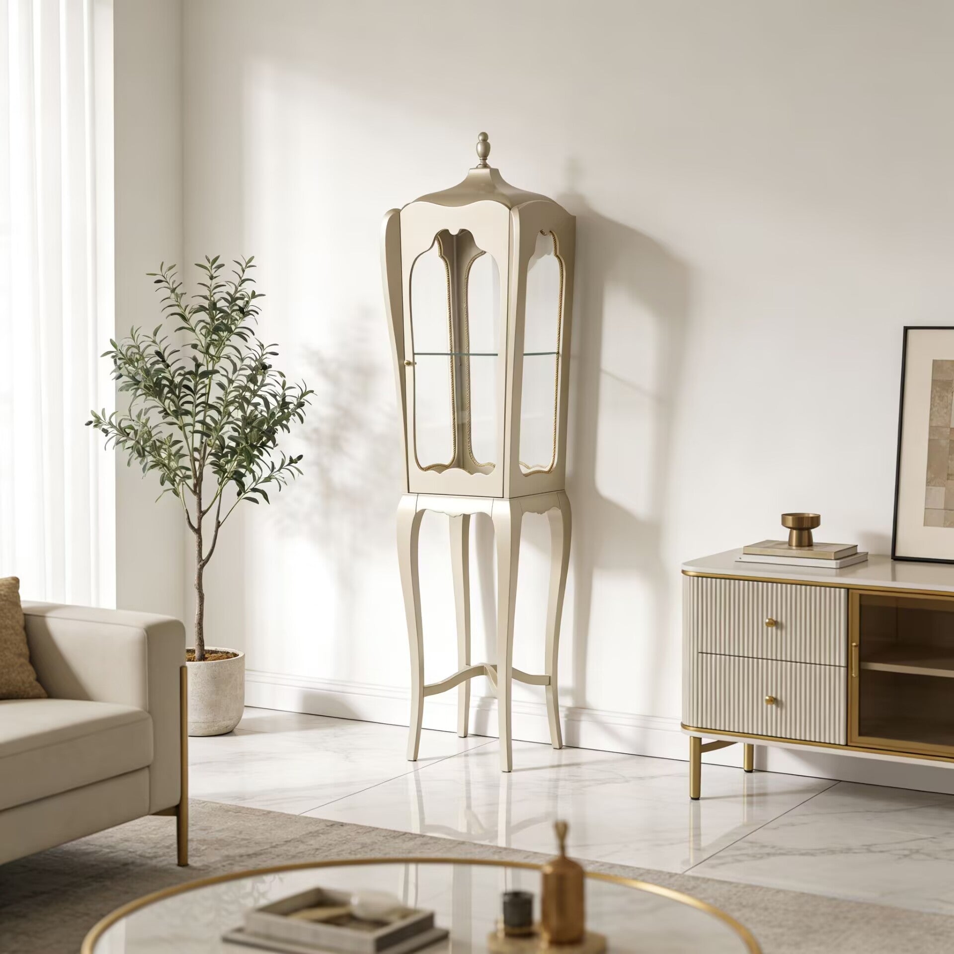Palatino High-End Artistic Solid Wood Unique Glass Display Cabinet