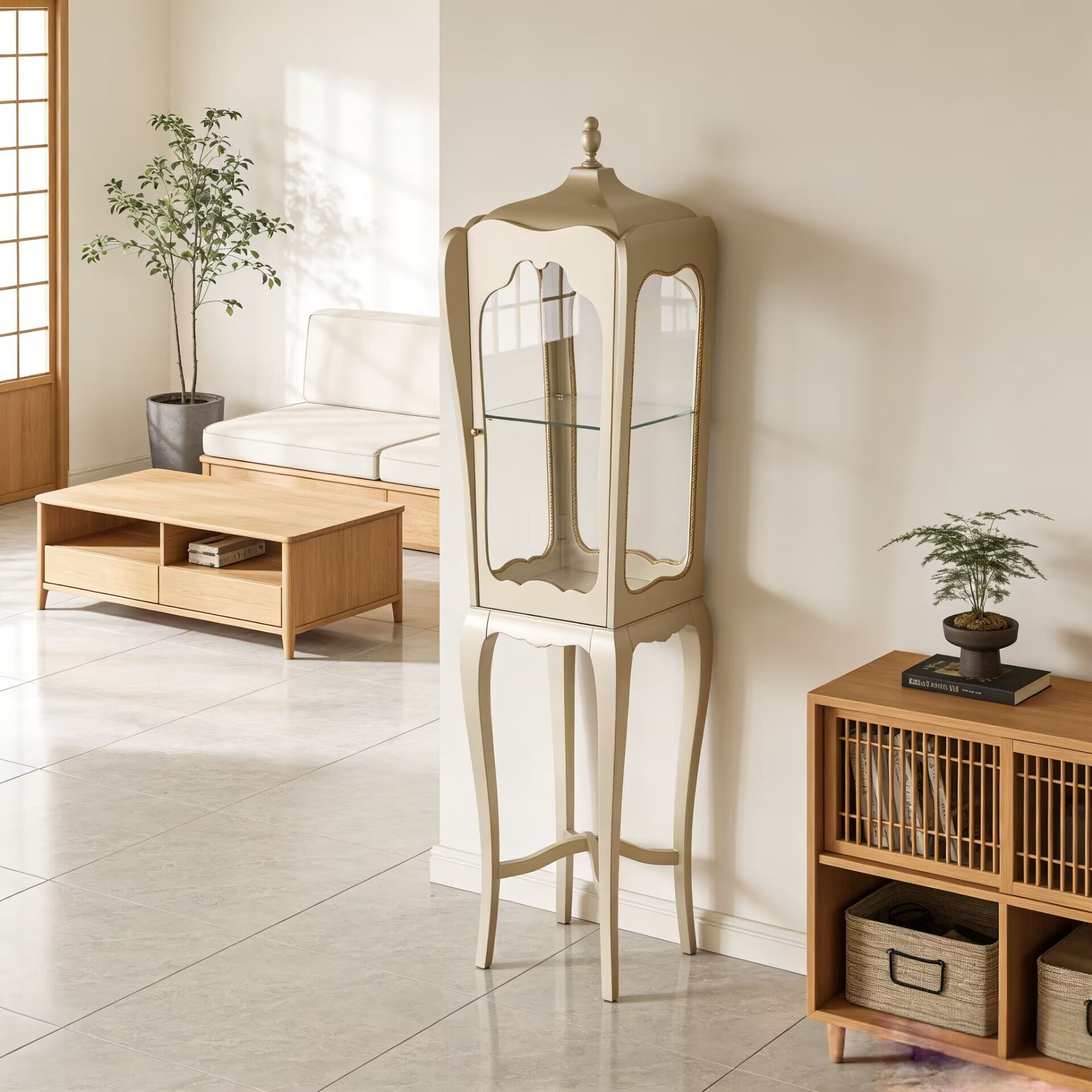 Palatino High-End Artistic Solid Wood Unique Glass Display Cabinet