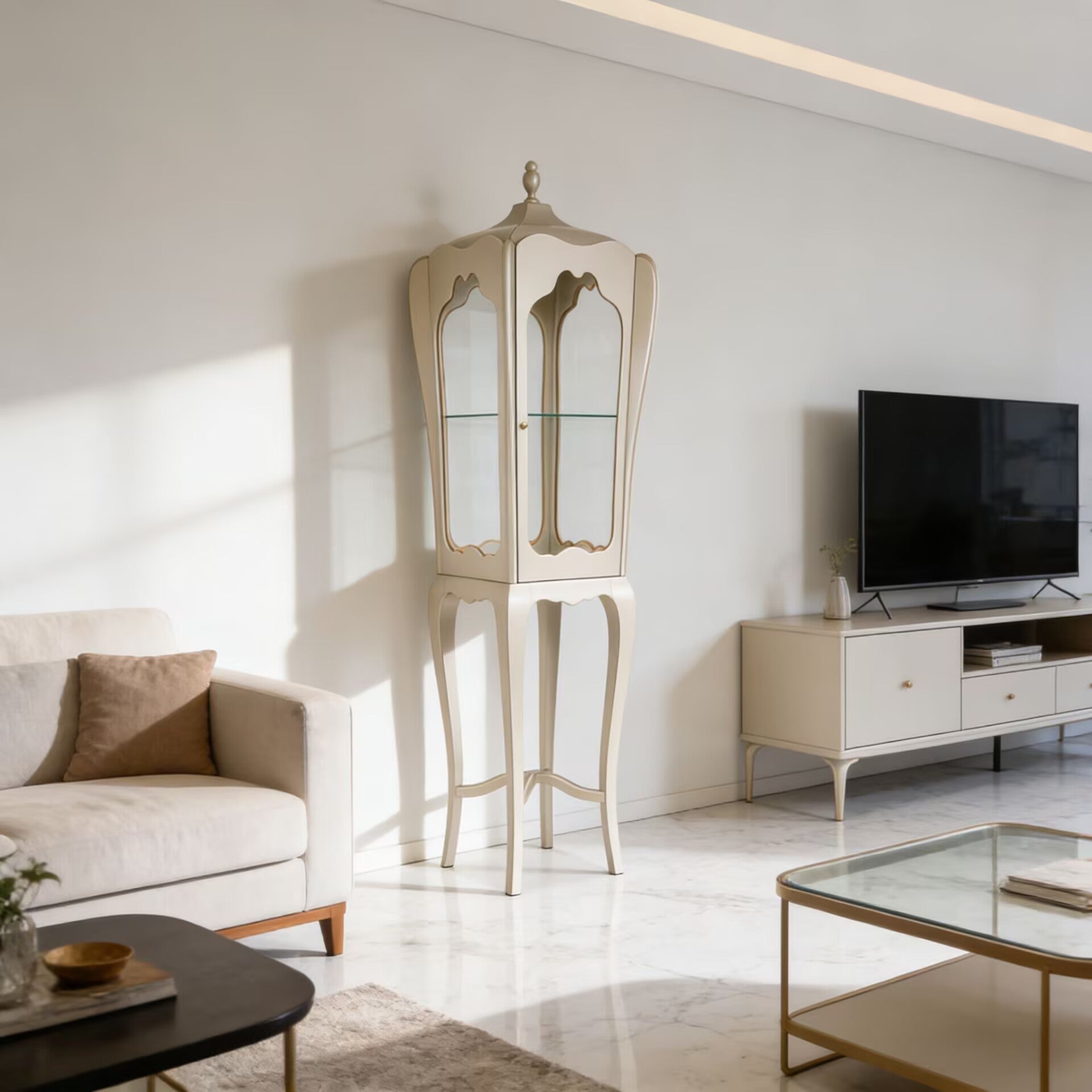 Palatino High-End Artistic Solid Wood Unique Glass Display Cabinet